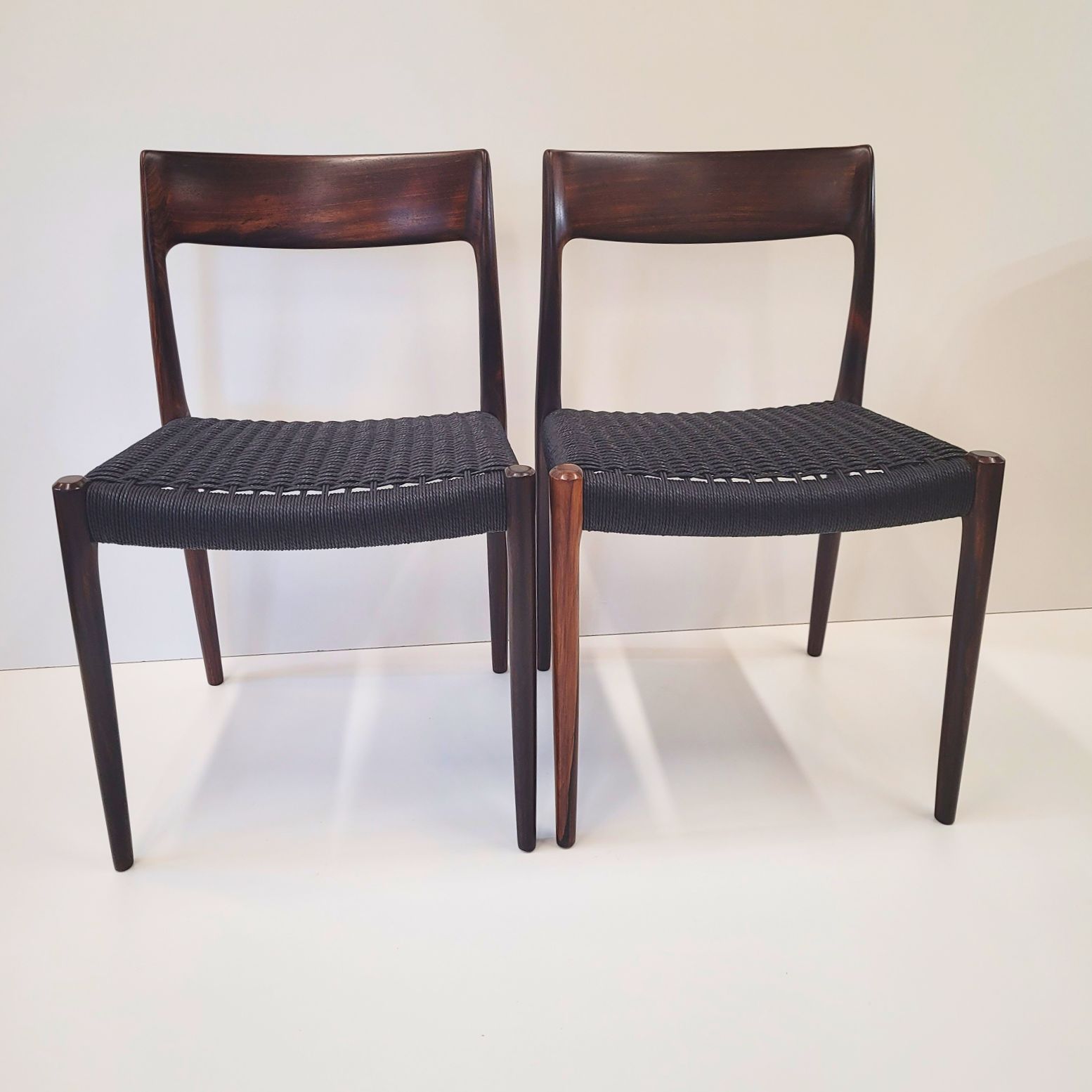 950.0 Niels Otto Møller #77 Rosewood Dining Chair Black Paper Cord Seat photo