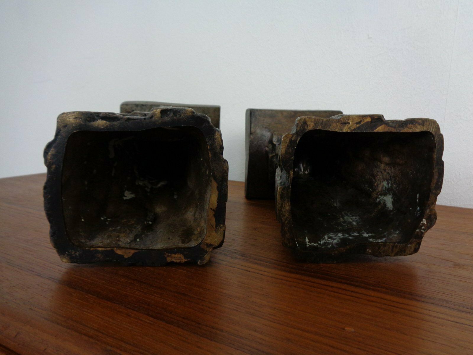 1056.0 Large Brutalist Bronze Candleholder, 1960s, Set Of 2 photo