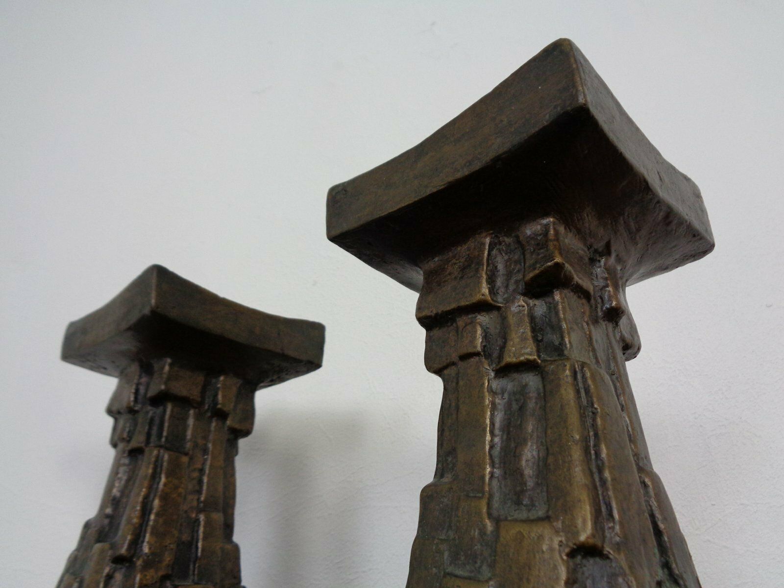 photo vinterior Large Brutalist Bronze Candleholder, 1960s, Set Of 2