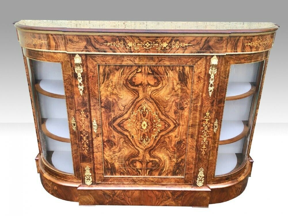 Exhibition Quality Burr Walnut Antique Credenza Cabinet Sideboard photo furniture