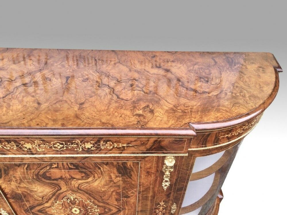 Exhibition Quality Burr Walnut Antique Credenza Cabinet Sideboard photo vintage
