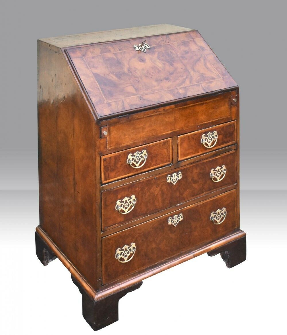 Rare Small Georgian Period Antique Walnut Bureau Desk