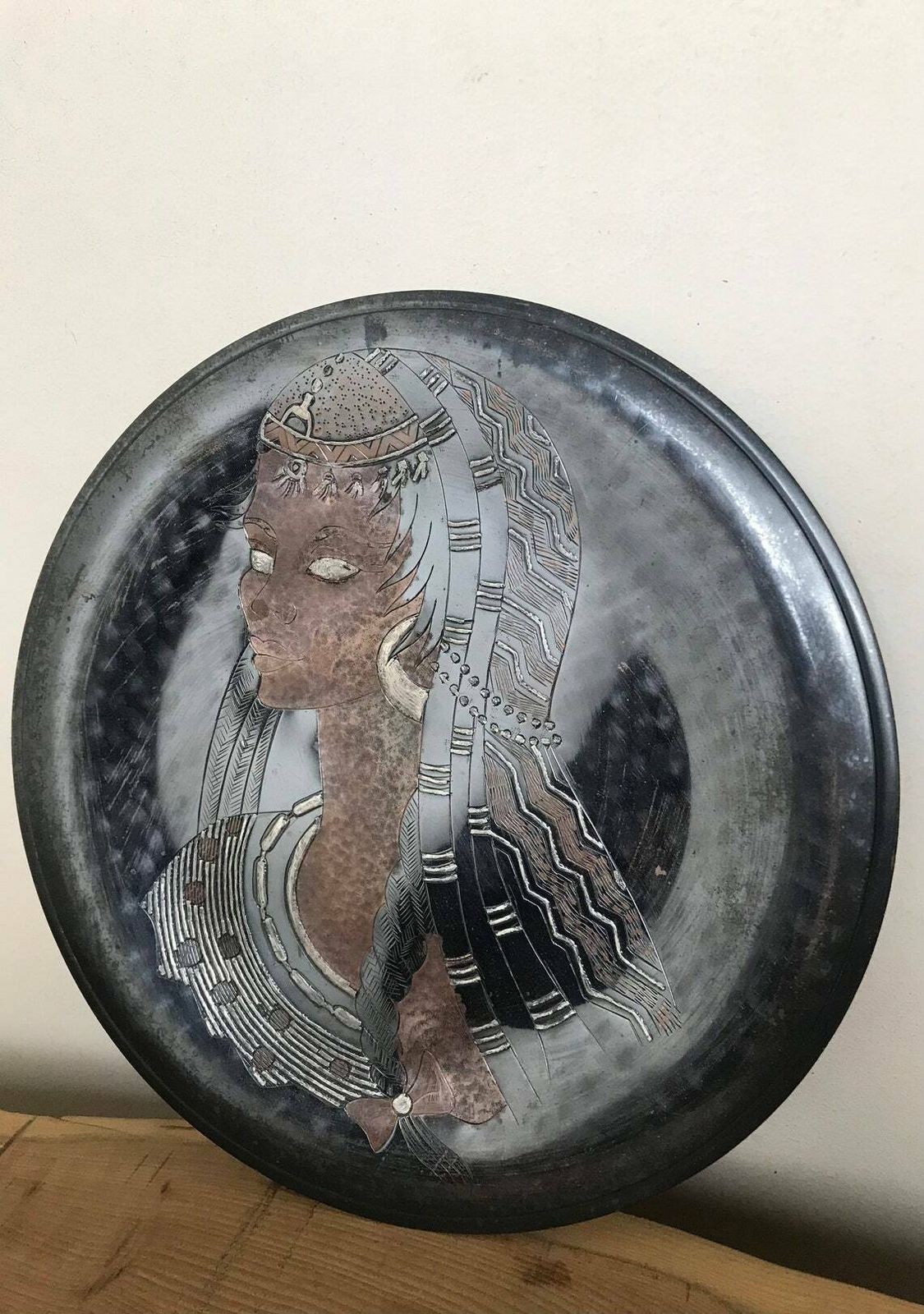 Wonderful Art Nouveau Lady Copper Wall Plaque Sign Art Decorative Collectibles Piece photo 95.0
