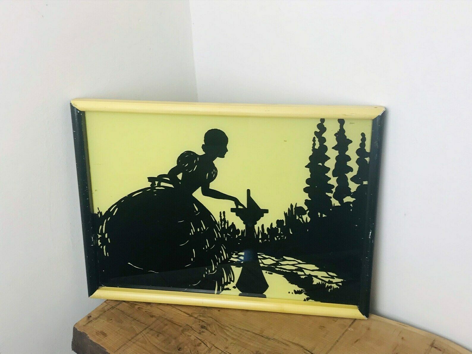 Beautiful Vintage Art Nouveau Silhouette Victorian Wall Art Framed Stylish Collectibles Piece photo vinterior