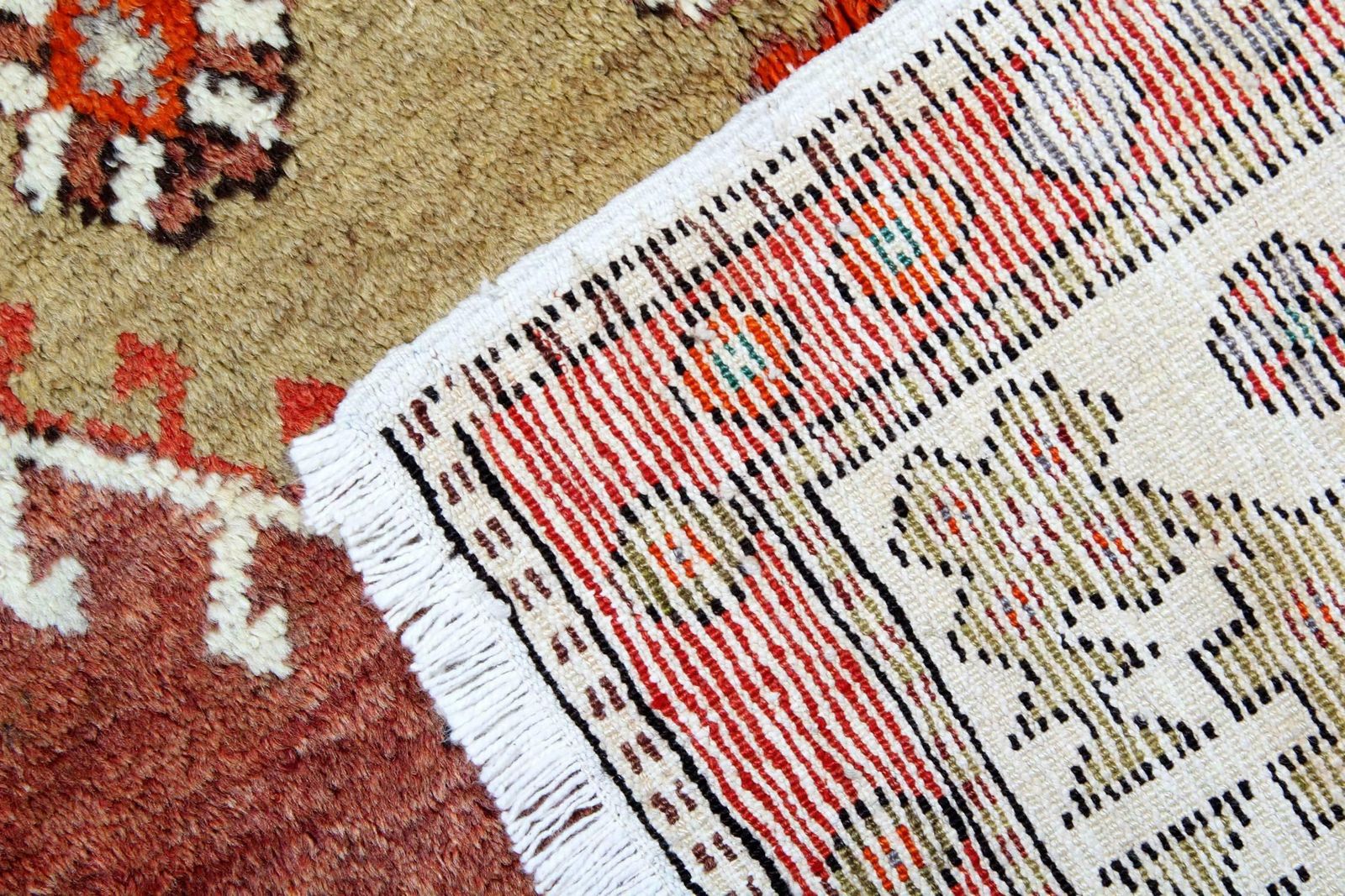 Handmade Carpet Antique Rug, Turkish Rug, Wool Oriental Rug Knitted Carpet photo for sale