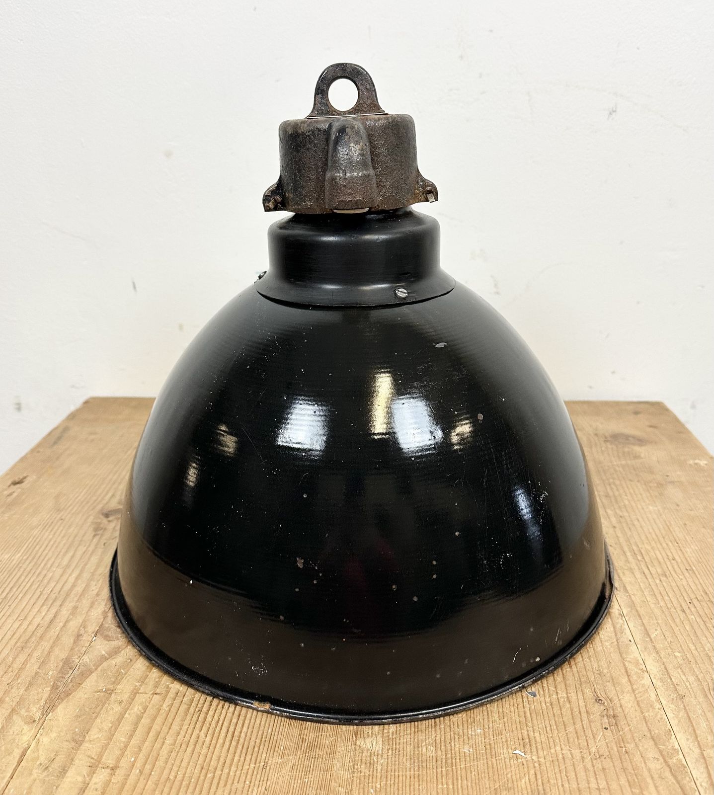 photo furniture Bauhaus Black Enamel Factory Pendant Lamp, 1930s