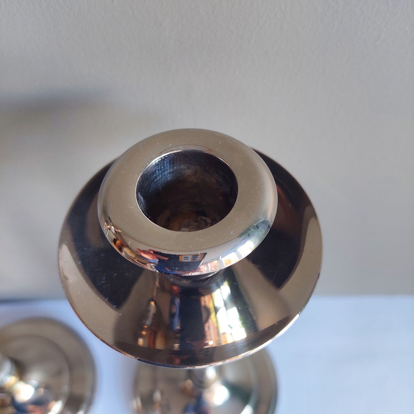 Mid Century Estrid Ericson Pair Of Brass And Plexiglass Candlesticks, Circa 1960 photo vintage