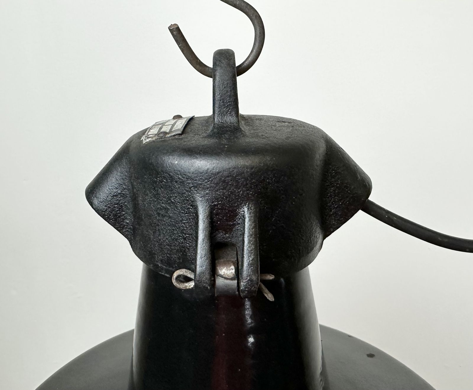 189.0 Industrial Black Enamel Factory Lamp With Cast Iron Top, 1960s photo