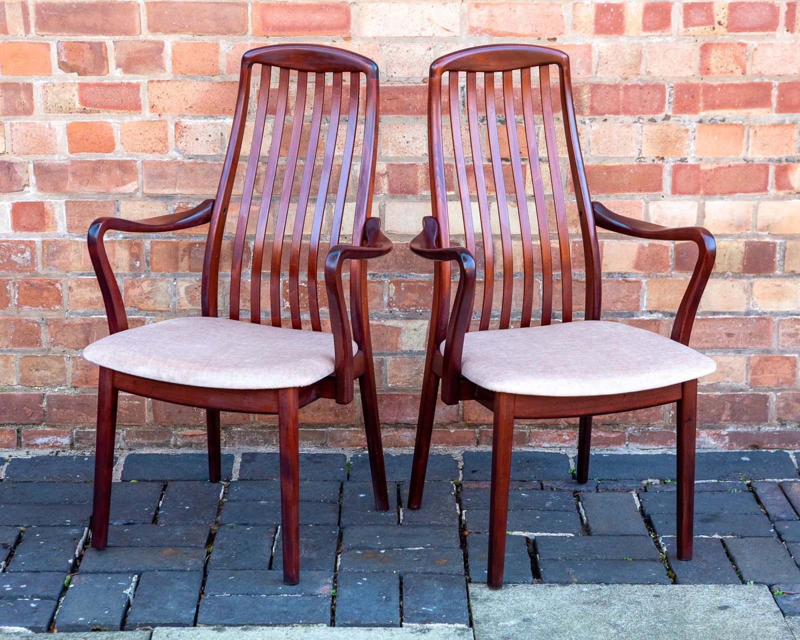 photo for sale Rosewood Danish Carver Chairs Pair By Preben Schou High Back Mid Century Scandinavian Dining Chairs Mcm Scandi Japandi Danish Dining Chairs 1970s