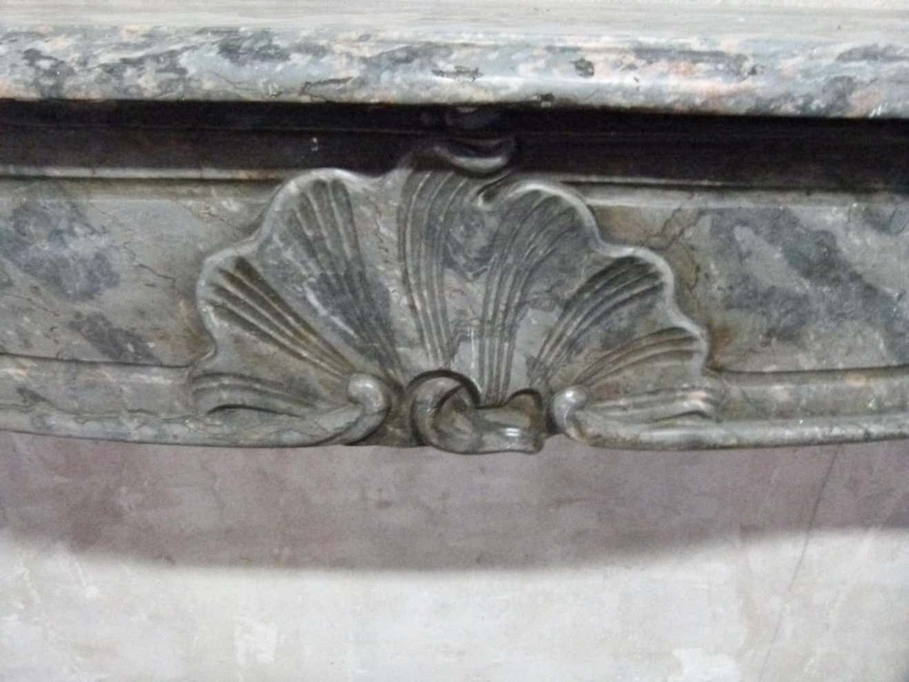 Louis XV Style Grey Marble Fire Place Mantel photo for sale