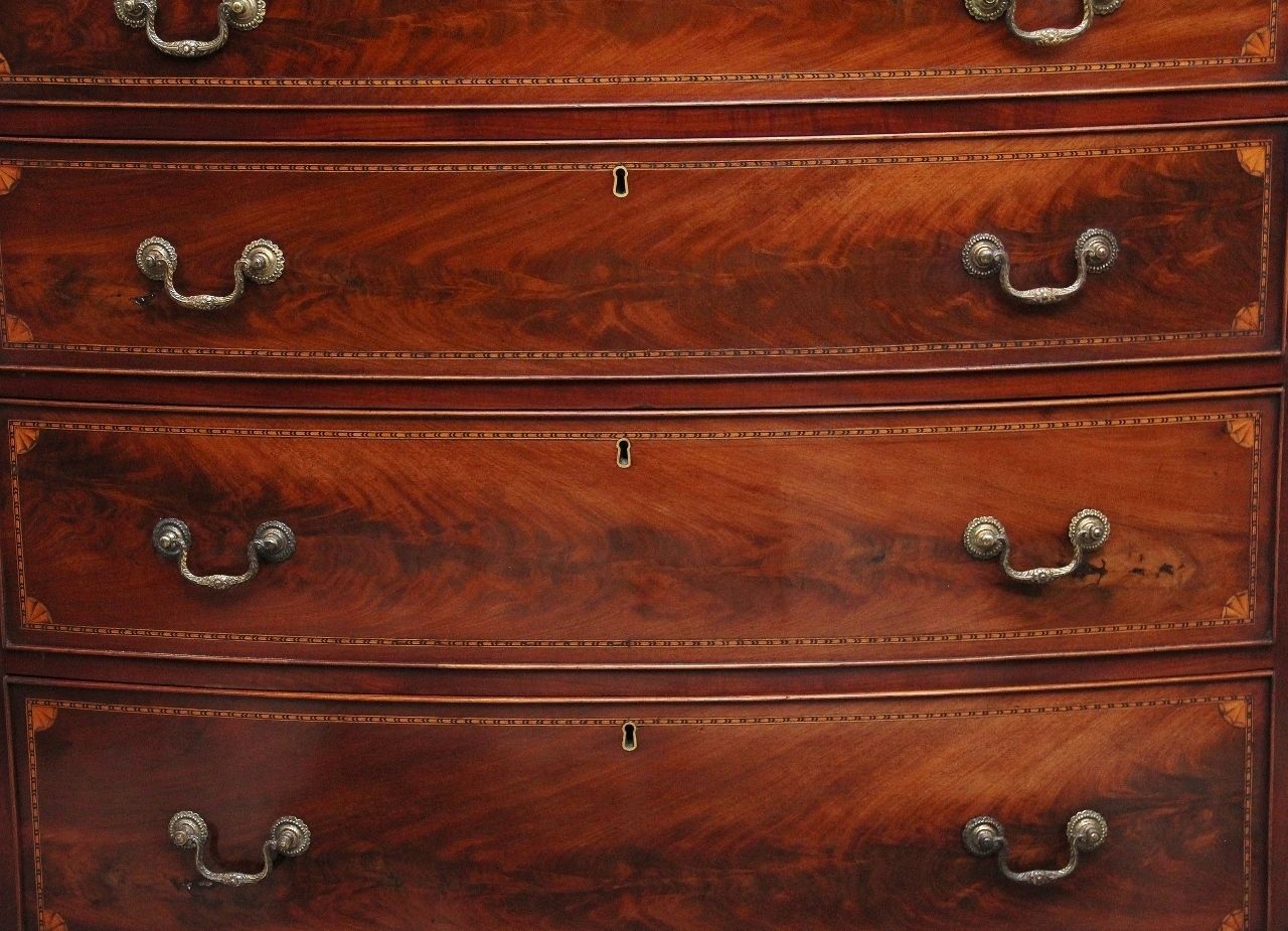 photo furniture A Highly Decorative Early 19th Century Flame Mahogany And Inlaid Bowfront Chest Of Drawers