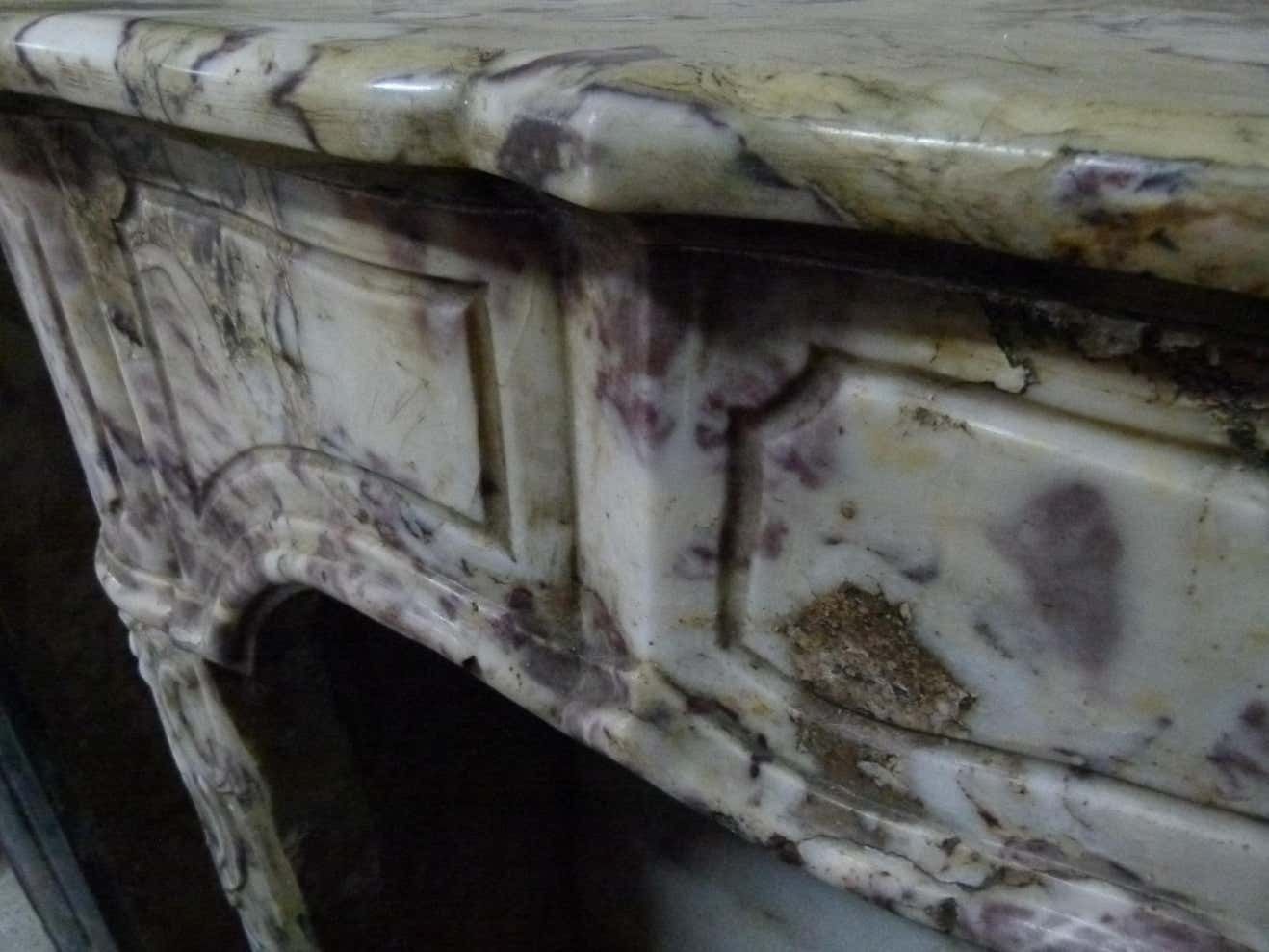 French Louis XV Style Marble Fire Place Mantel photo vintage