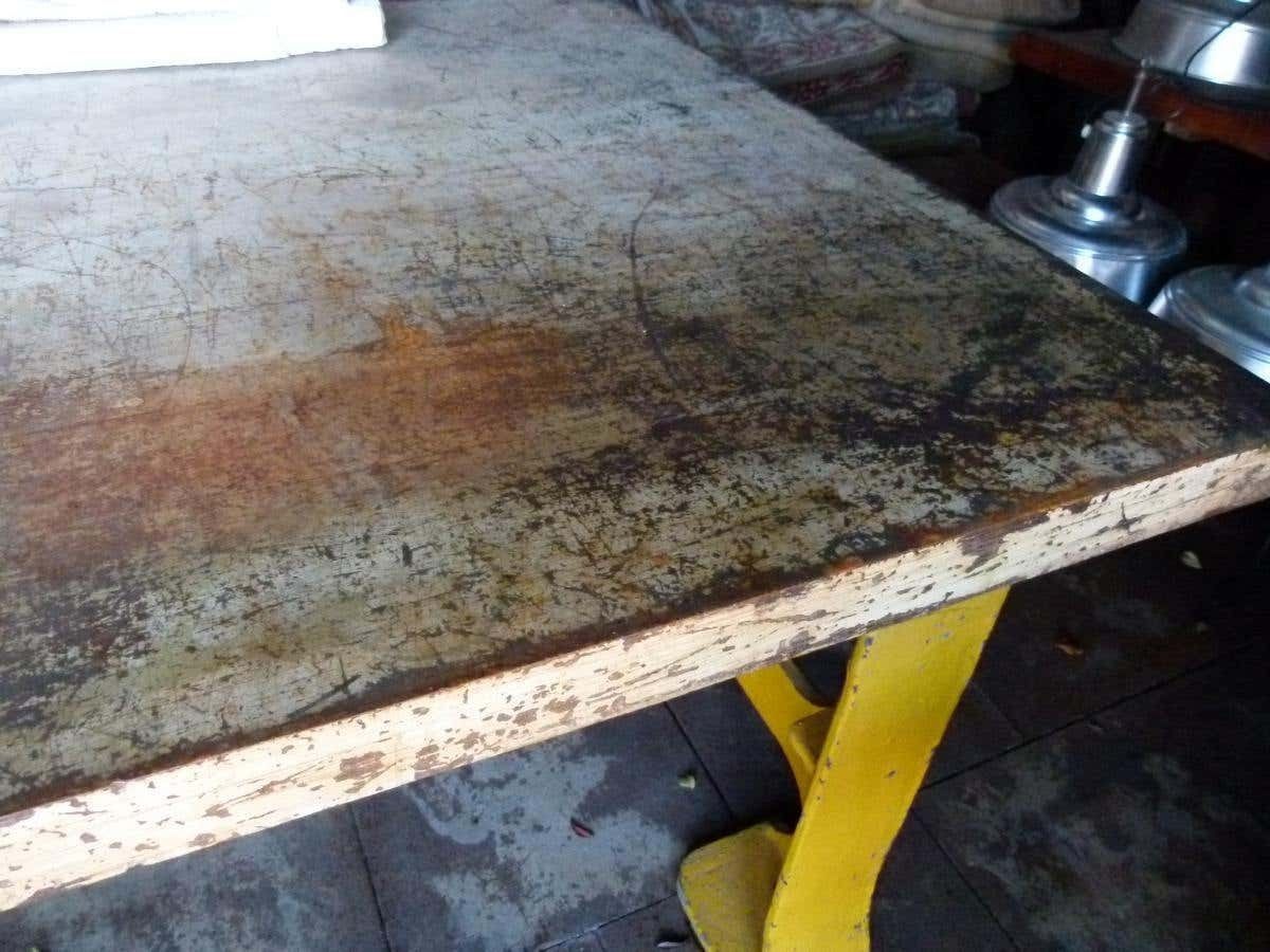 20th Century Industrial Huge Iron French Work Table photo furniture