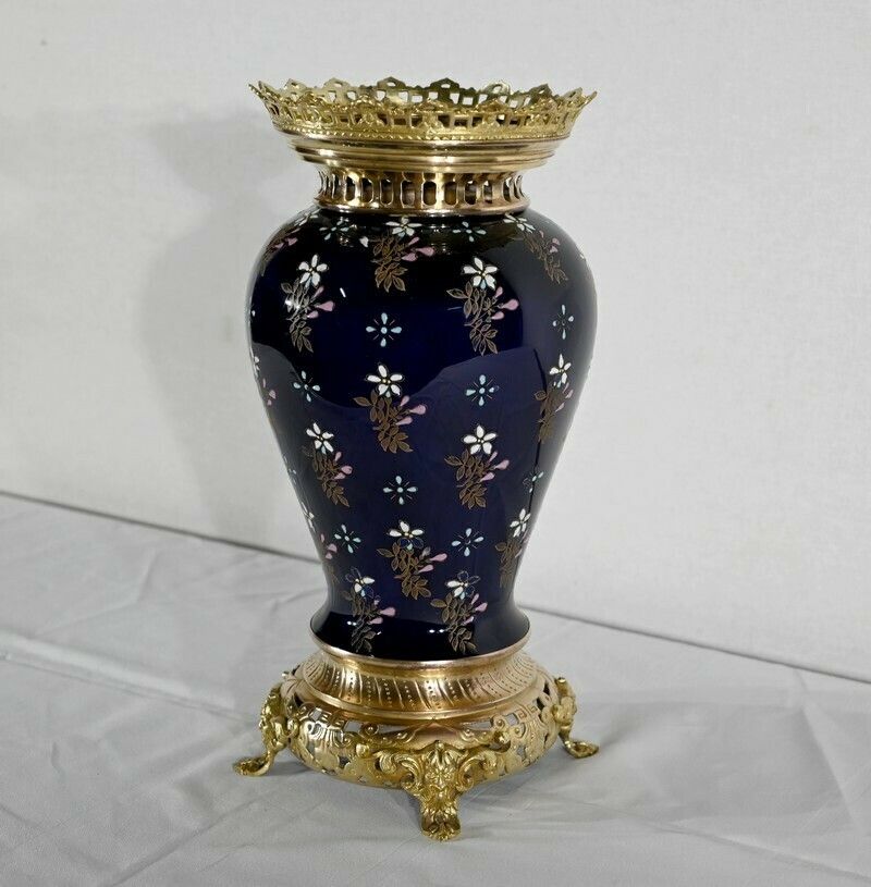 Ceramic And Gilt Bronze Vase, Manufacture Boch Frères Keramis – Late 19th Century photo for sale