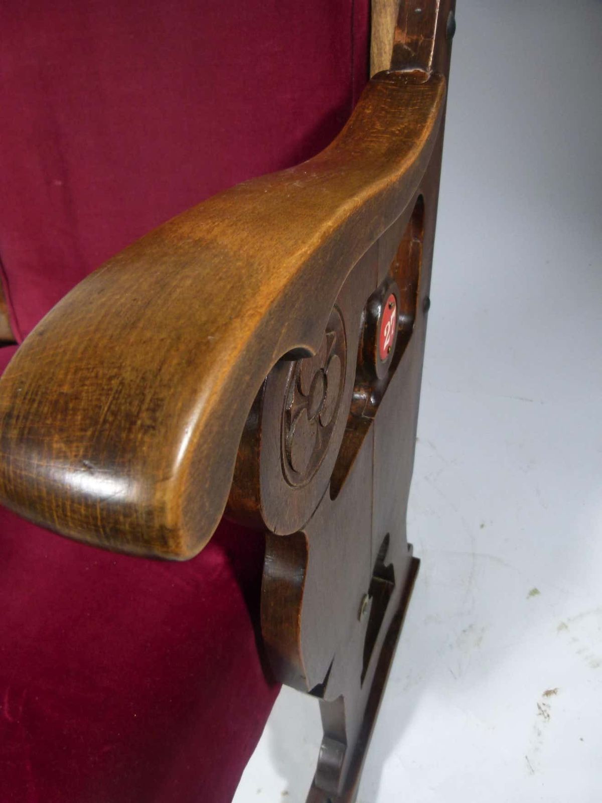 Early 20th Century Read Velvet Theatre Seat photo for sale