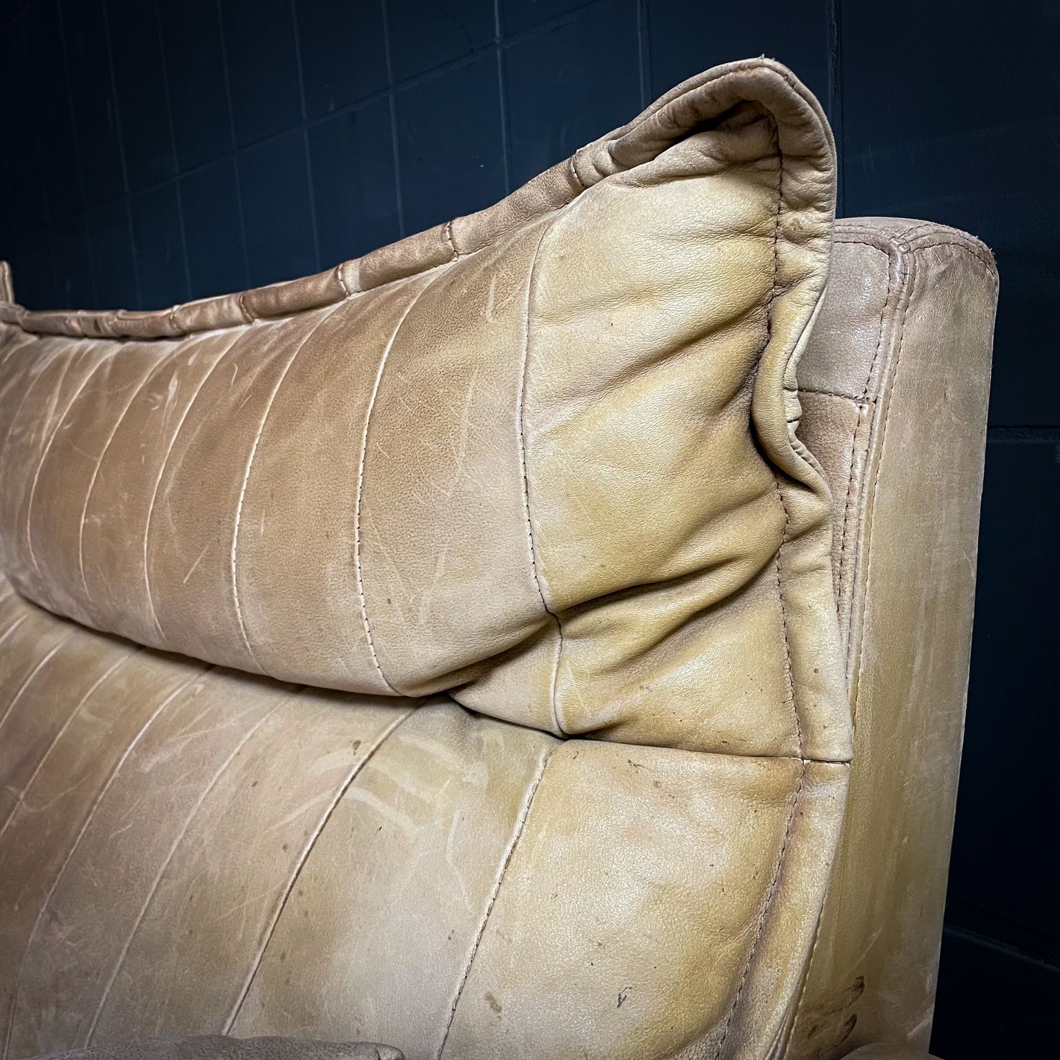 Laauser Midcentury Elements Corner Sofa   Natural Color / Sand Brown Patchwork Leather   5 Parts photo vintage