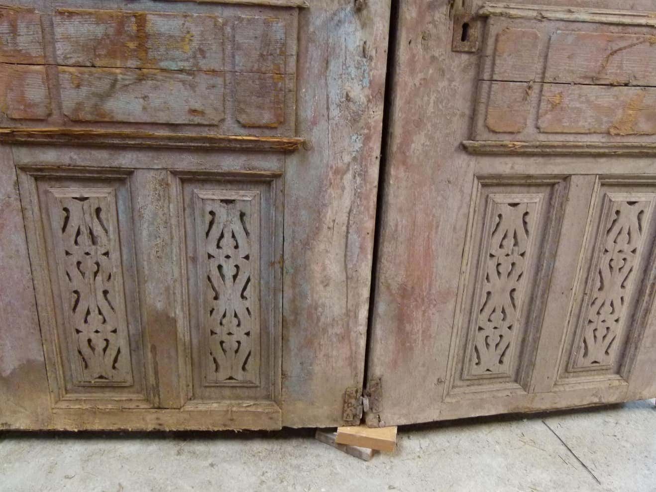 Wooden Double Door Portal In Art Nouveau Style, Spain photo vintage
