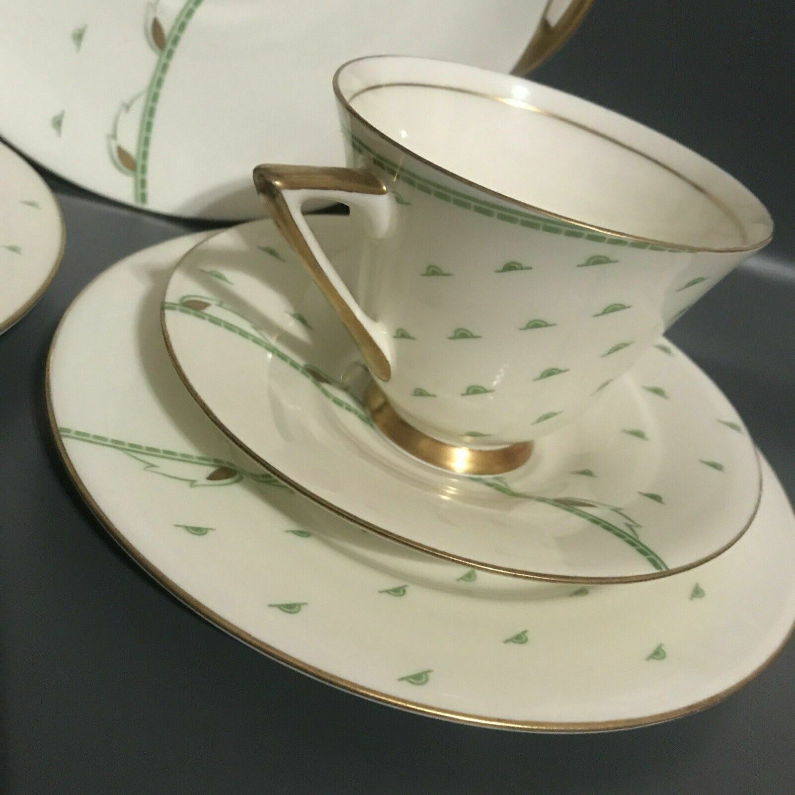 2x Royal Doulton Art Deco Yvonne Tea Trio Plate 1930s China + Plate English photo 75.0