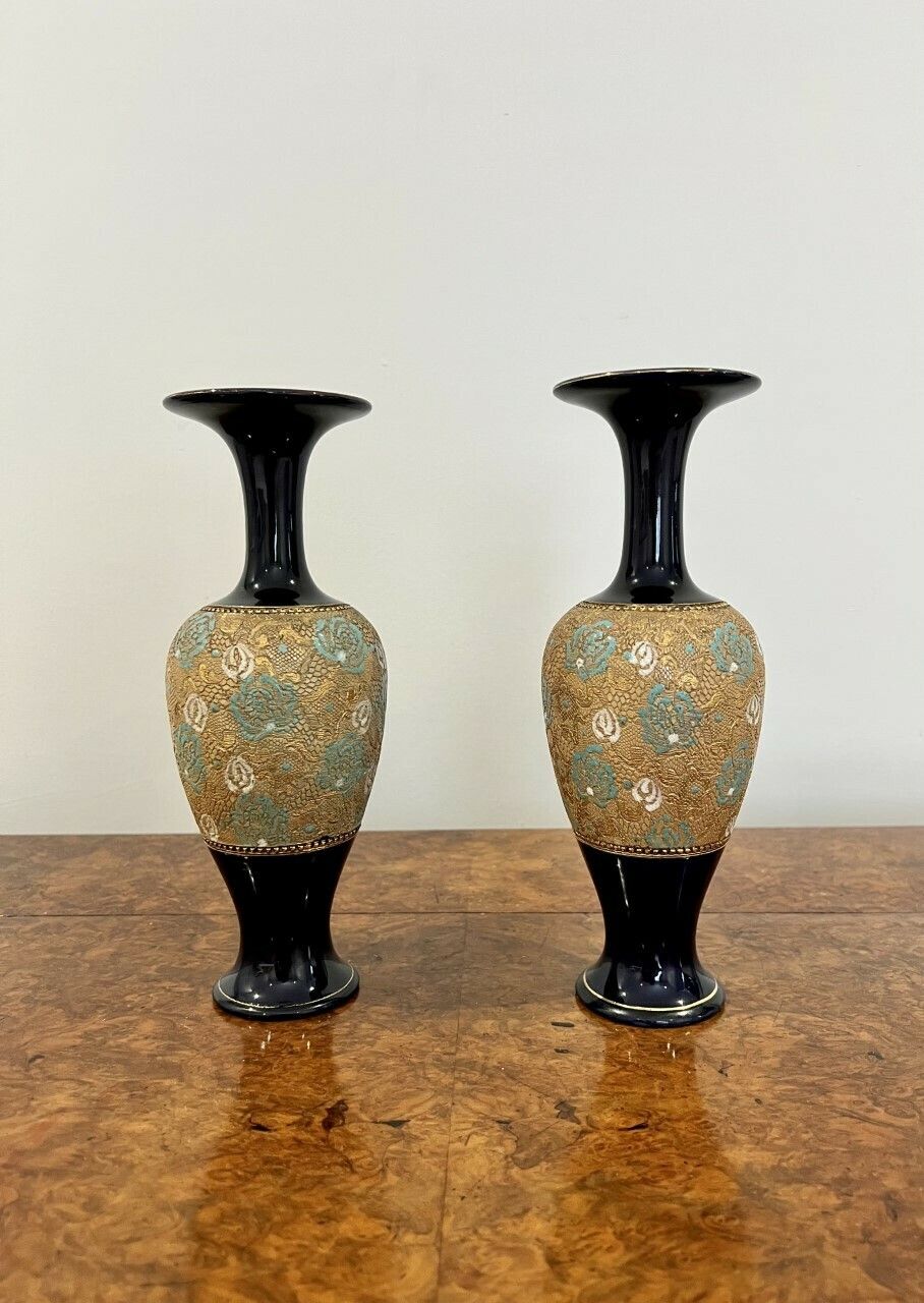 Pair Of Quality Victorian Doulton Vases photo for sale