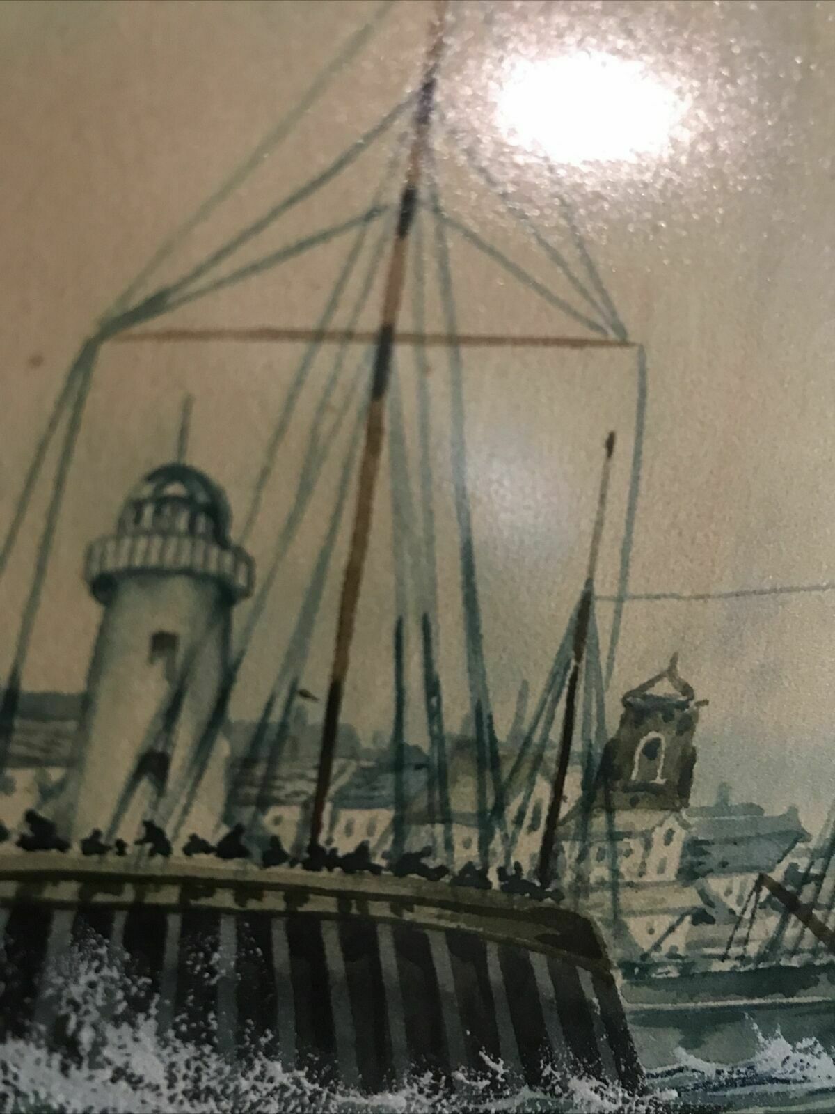 F W Ridley Antique Watercolour Gouache Painting Sailing Nautical Theme Boats photo 149.0