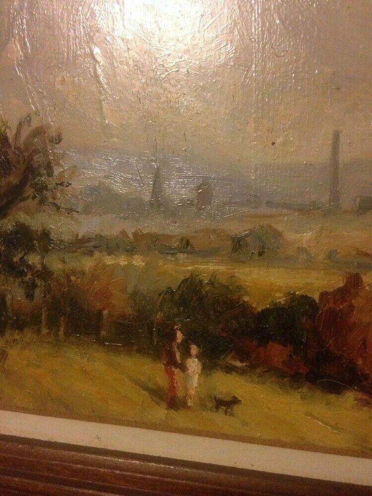 Oil Painting Signed J Makin English School Landscape Board Quality Framed photo Art
