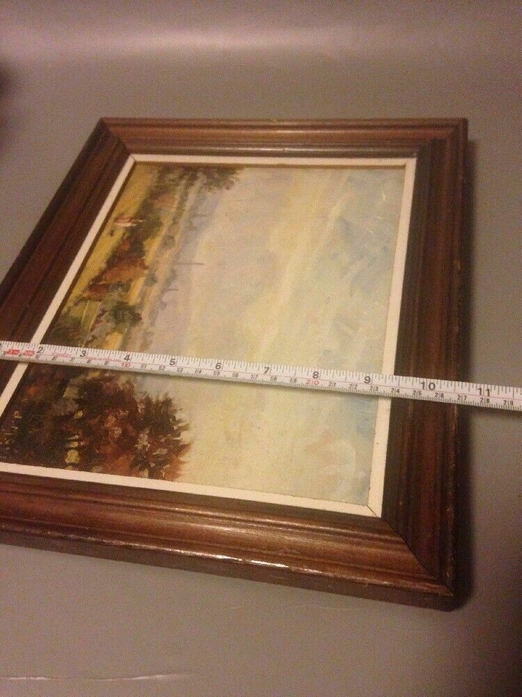 125.0 Oil Painting Signed J Makin English School Landscape Board Quality Framed photo