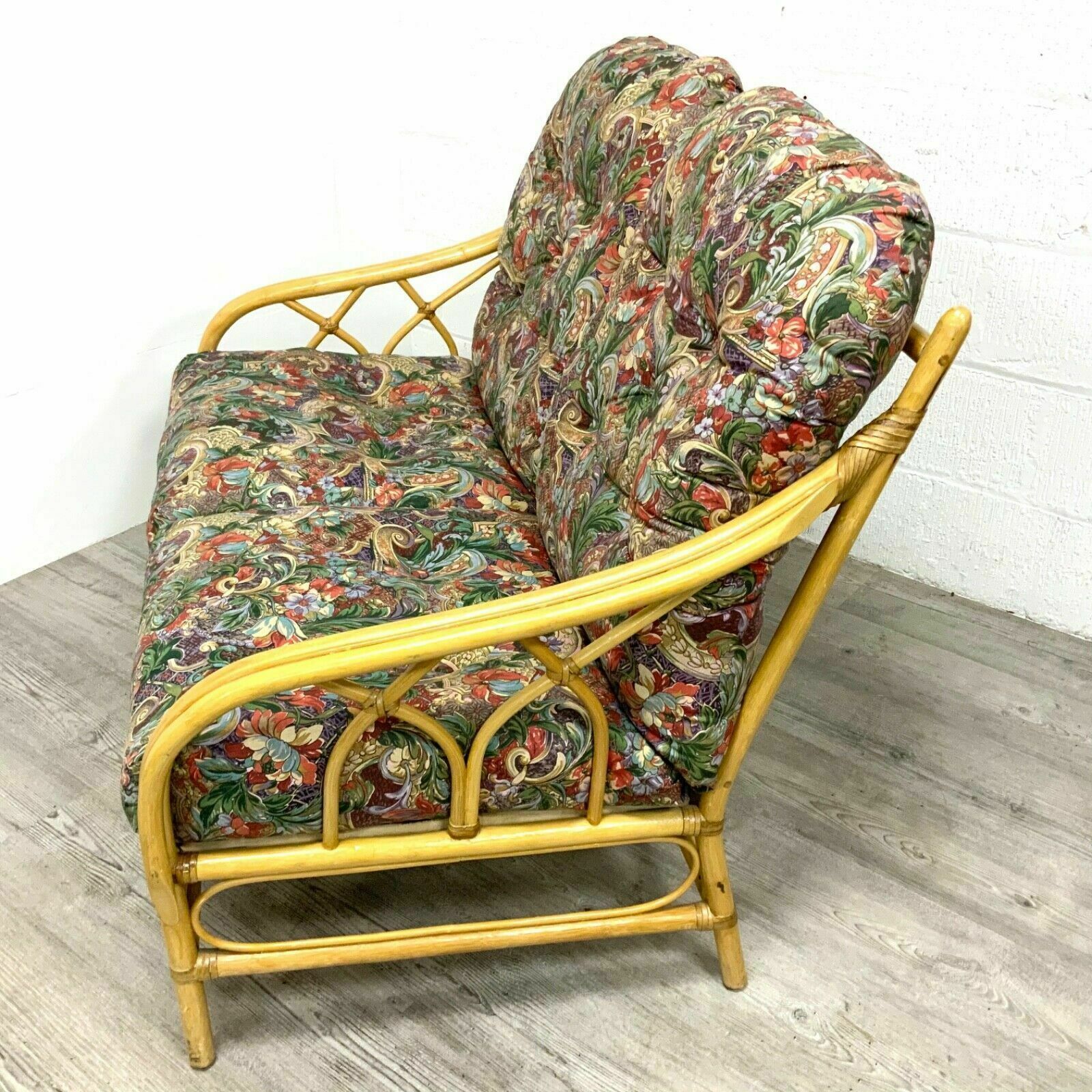 A Mid Century Vintage Bamboo Two 2 Seater Sofa Settee 1970s photo for sale