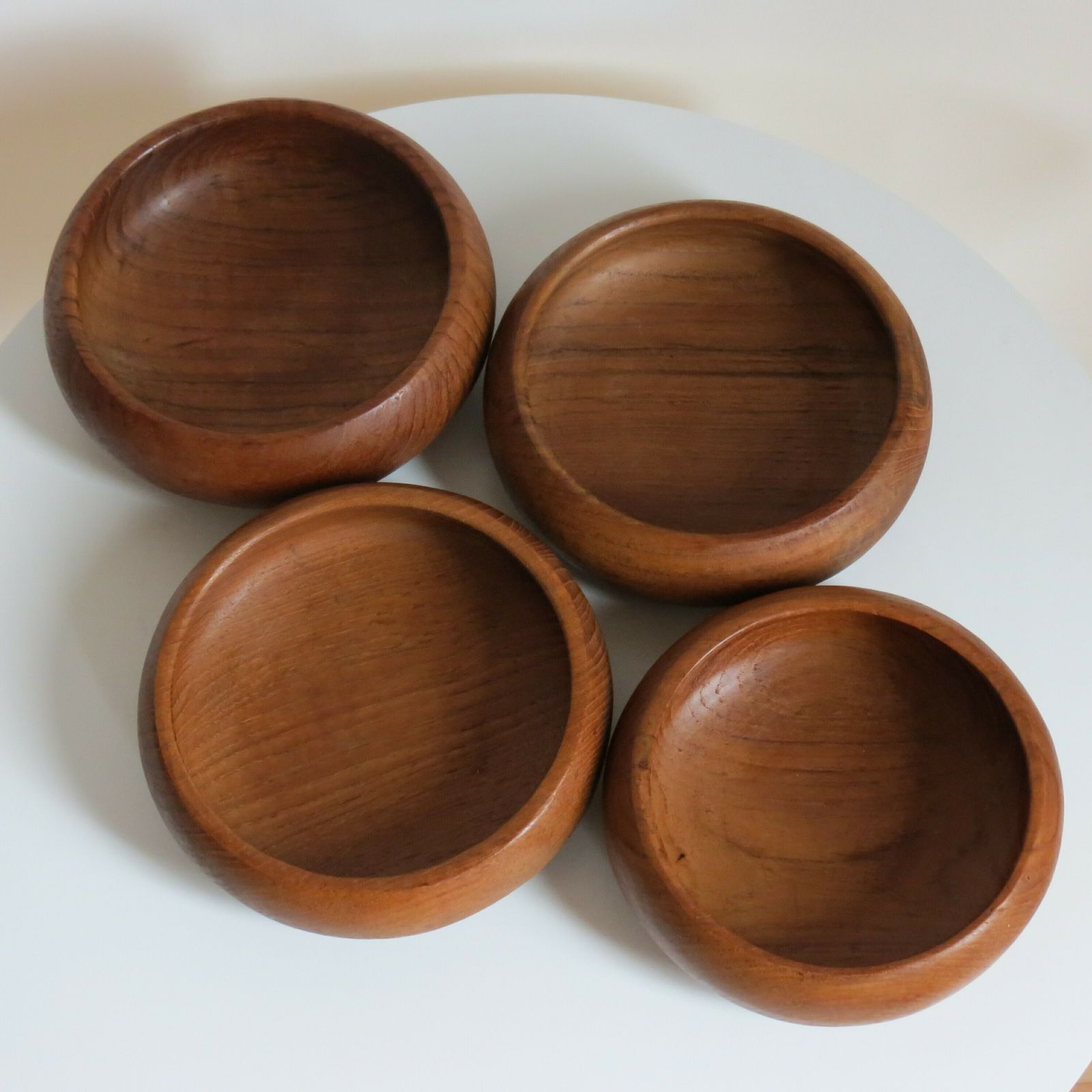 Set Of 4 Midcentury Teak Wooden Bowls 1960s photo 65.0