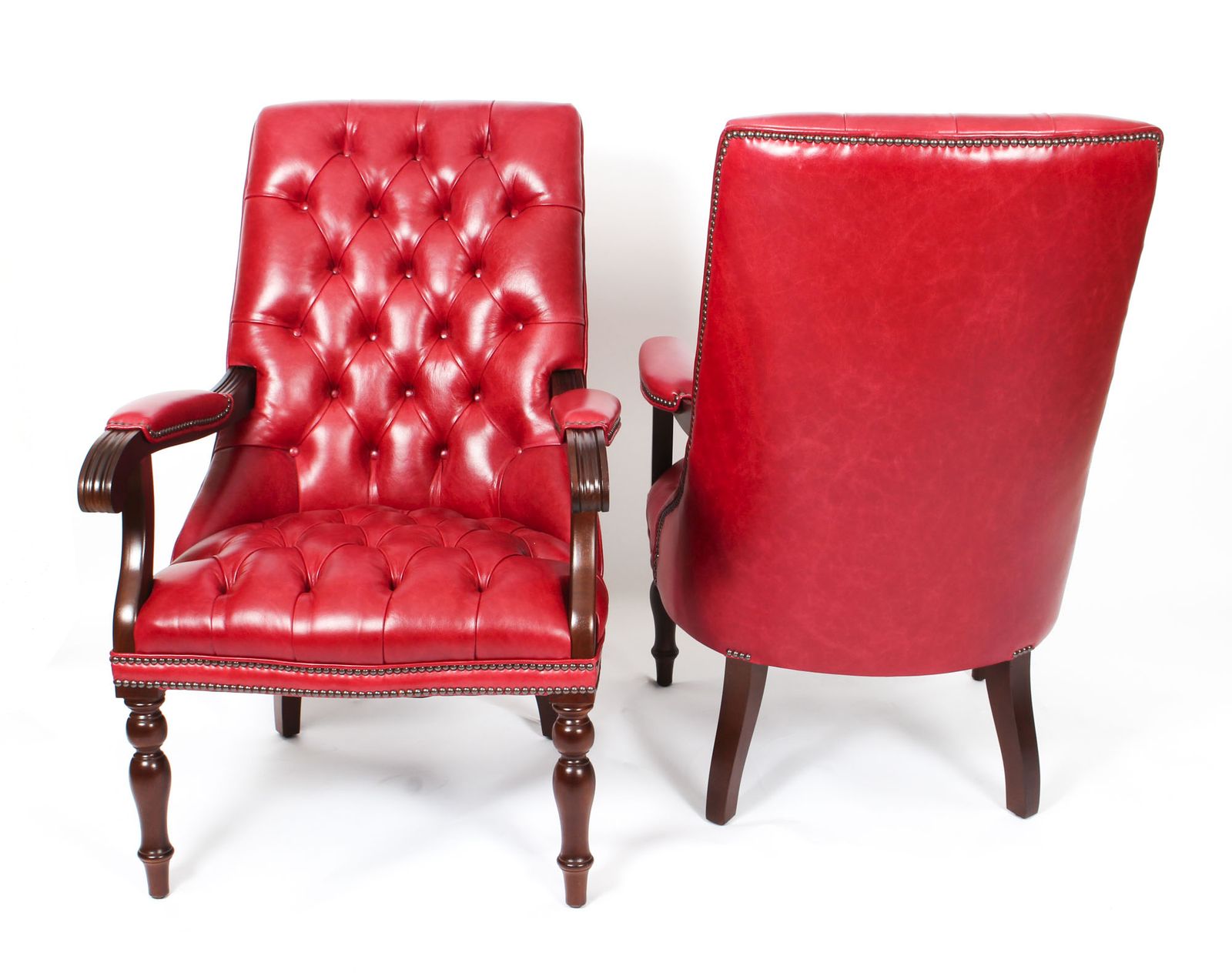 Pair English Handmade Carlton Leather Desk Chairs Gamay photo furniture