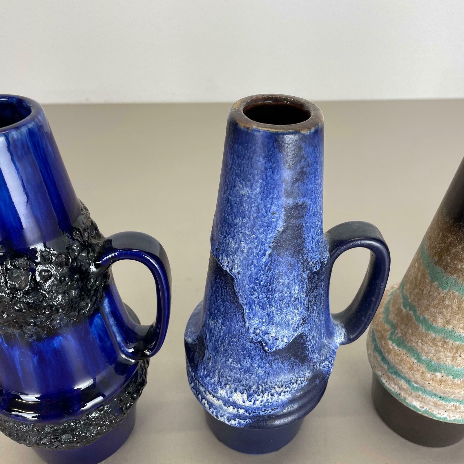 Set Of Four Vintage Pottery Fat Lava Vases Made By Scheurich, Germany, 1970s photo vintage