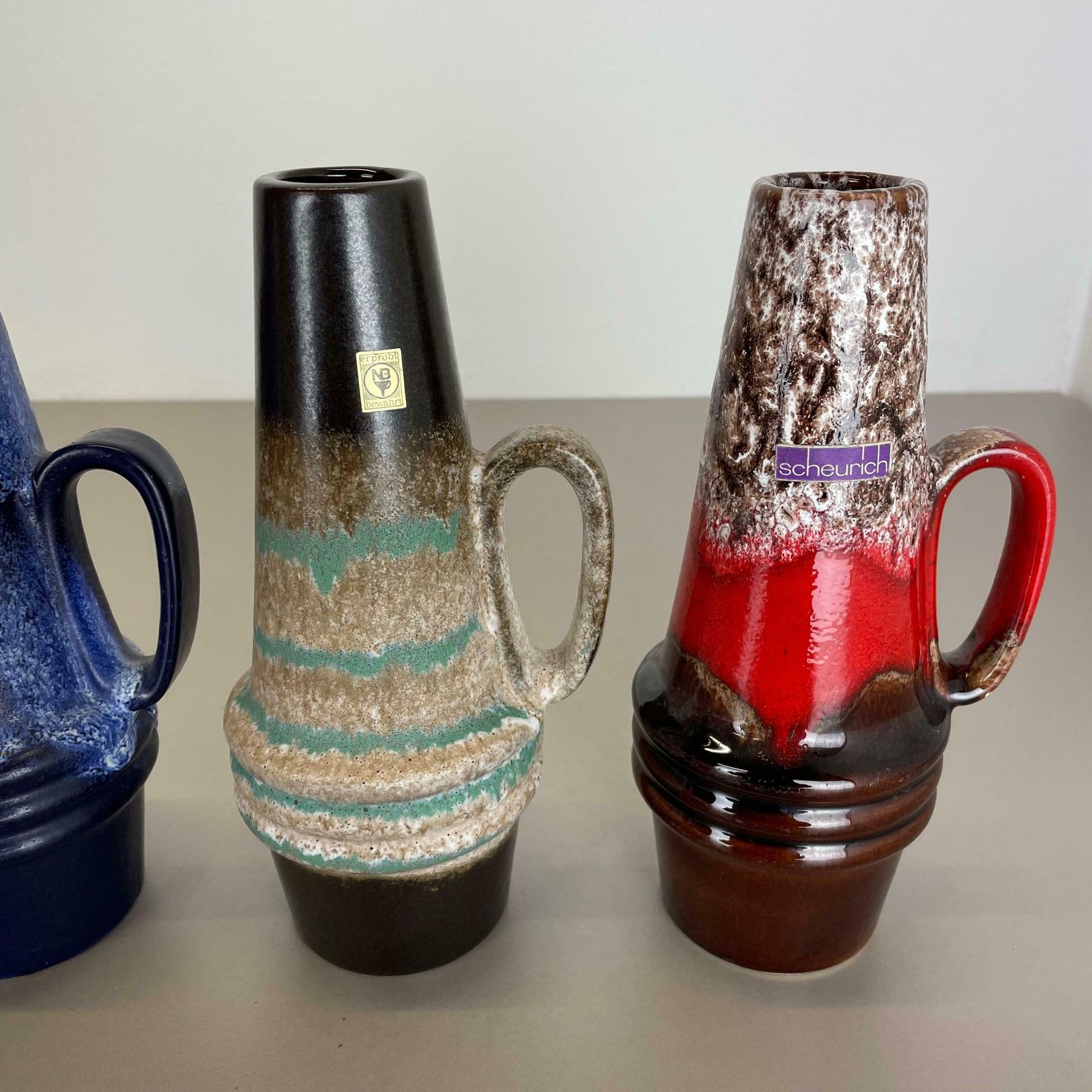535.0 Set Of Four Vintage Pottery Fat Lava Vases Made By Scheurich, Germany, 1970s photo