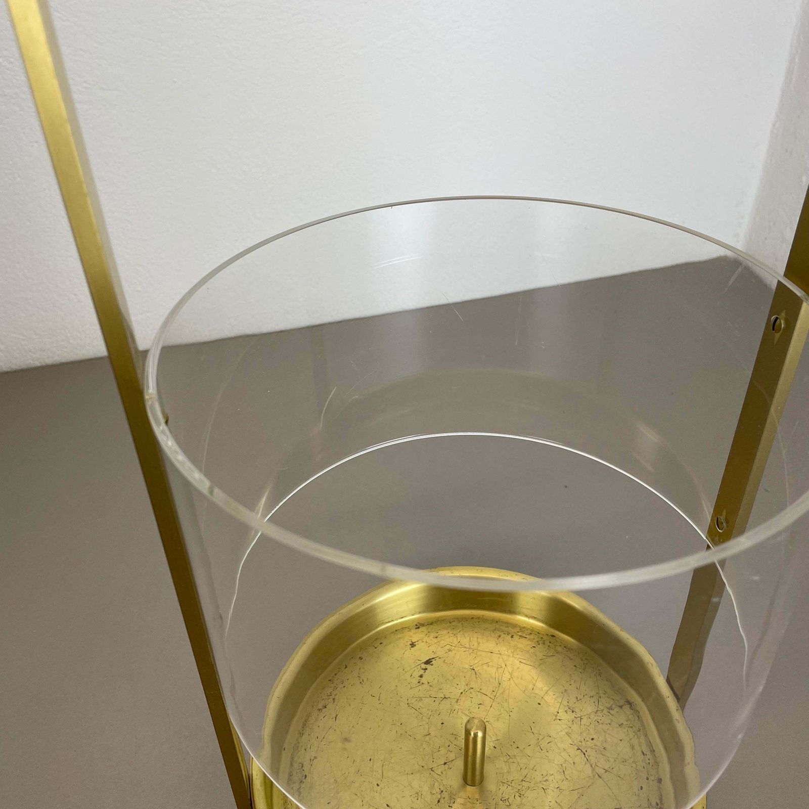 Original Hollywood Regency Solid Brass Acryl Glass Umbrella Stand, Italy, 1970s photo buy