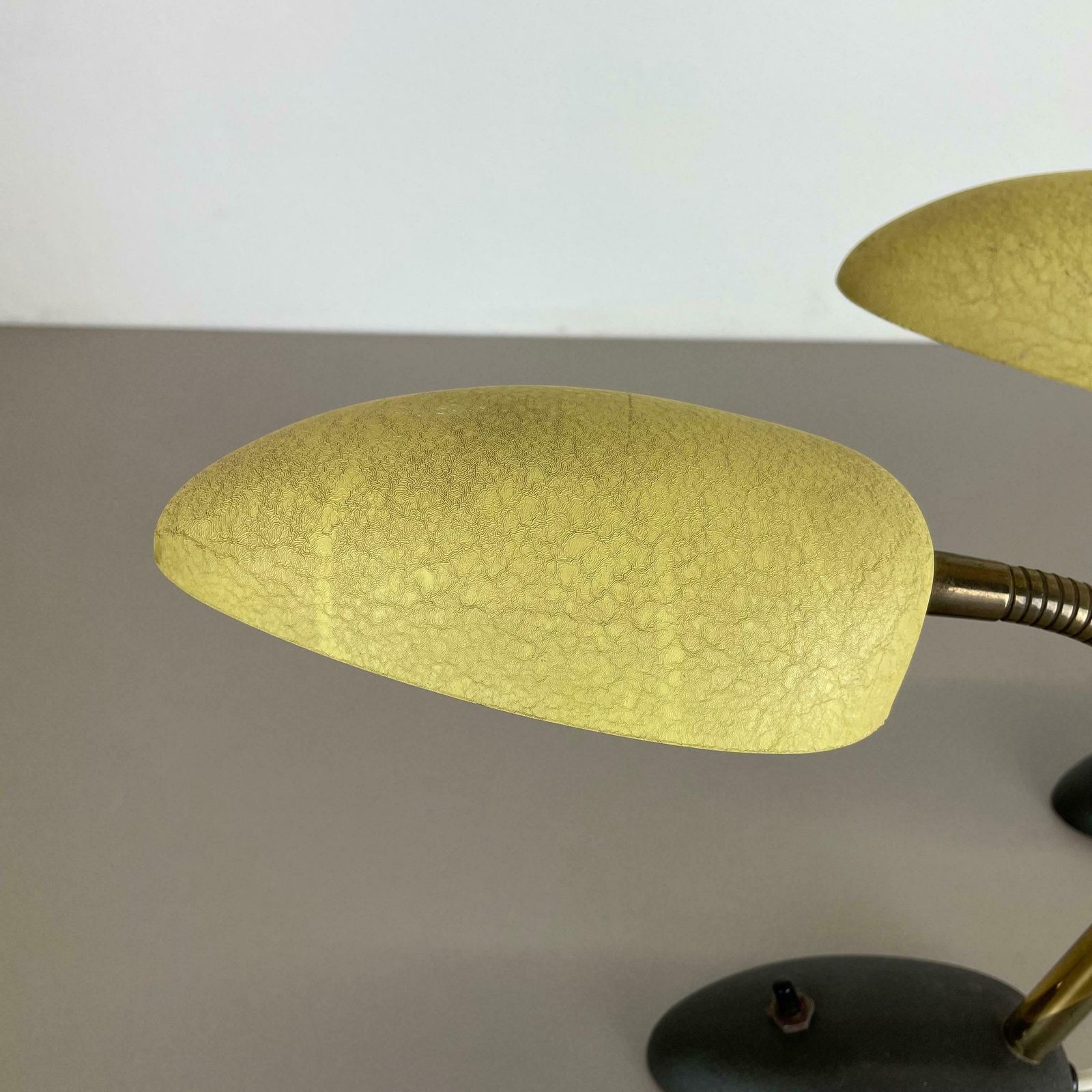 Set Of 2 Stilnovo Auböck Style Yellow + Black Sputnik Table Light, Italy, 1950s photo buy