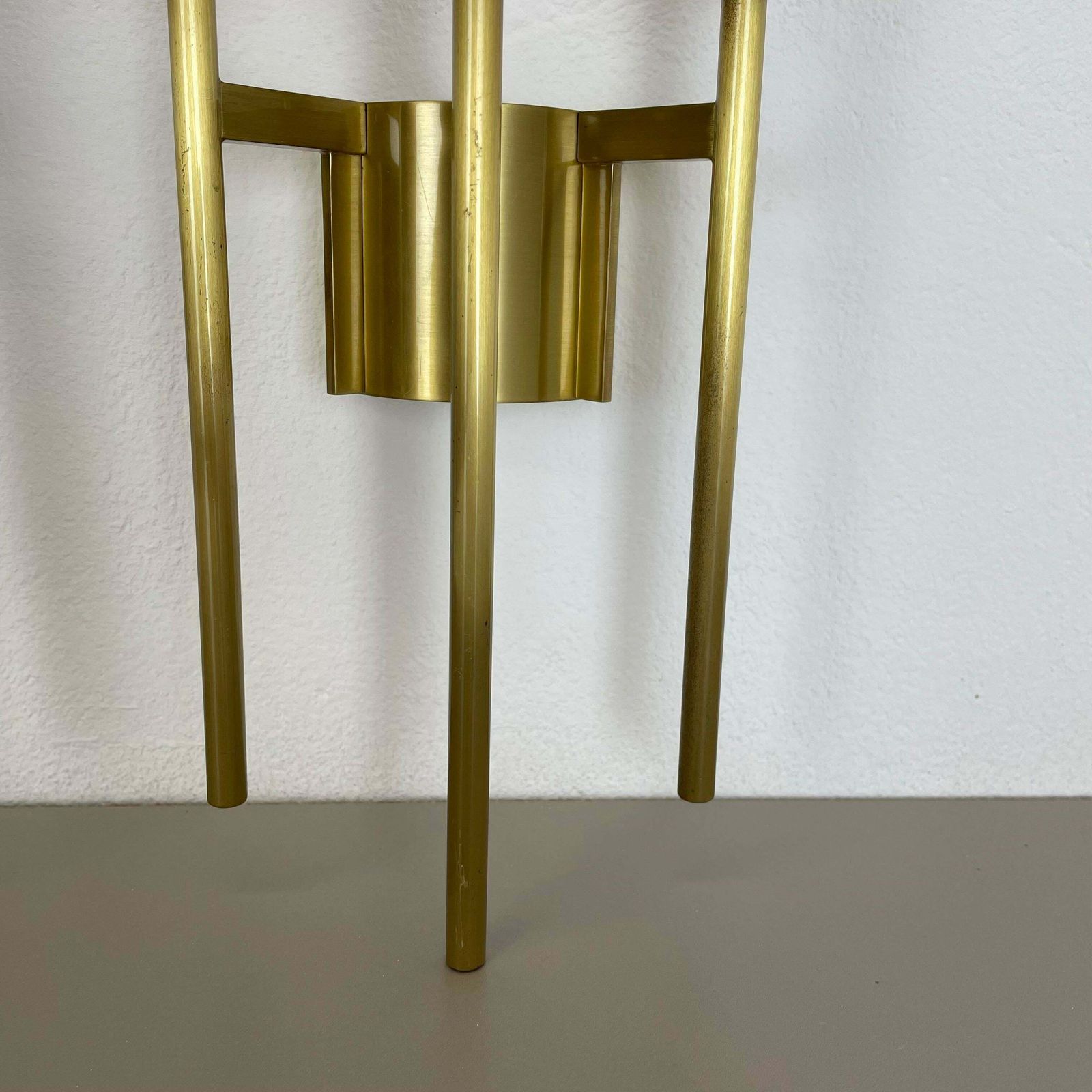 Lighting Set Of 2 Brass Italian Stilnovo Style Theatre Wall Light Sconces, Italy, 1970 photo