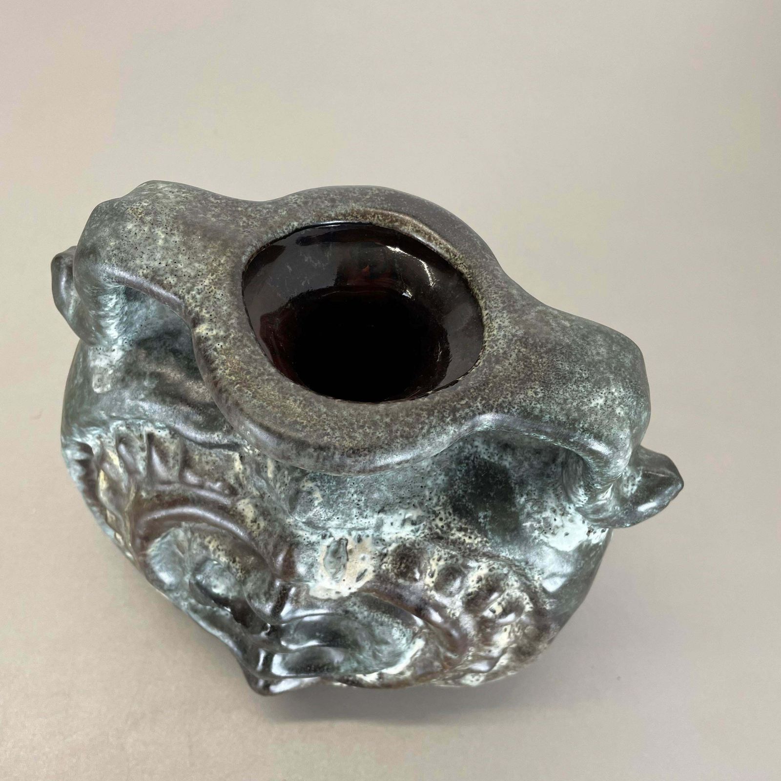 445.0 Brutalist Wgp Pottery Fat Lava Multi Colour "305" Vase Object By Ruscha, 1970s photo