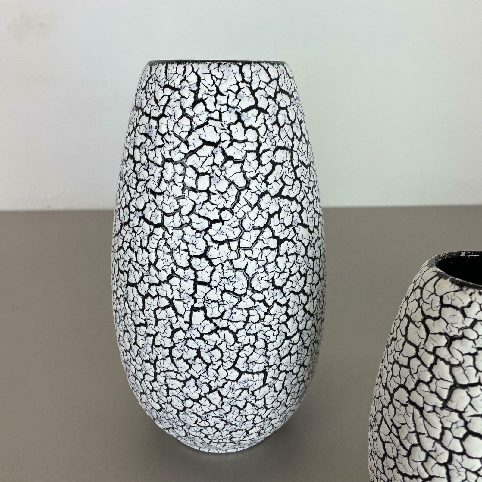 Set Of Three Pottery Fat Lava Vases "Craquele" By Jasba, Germany, 1970s photo vinterior