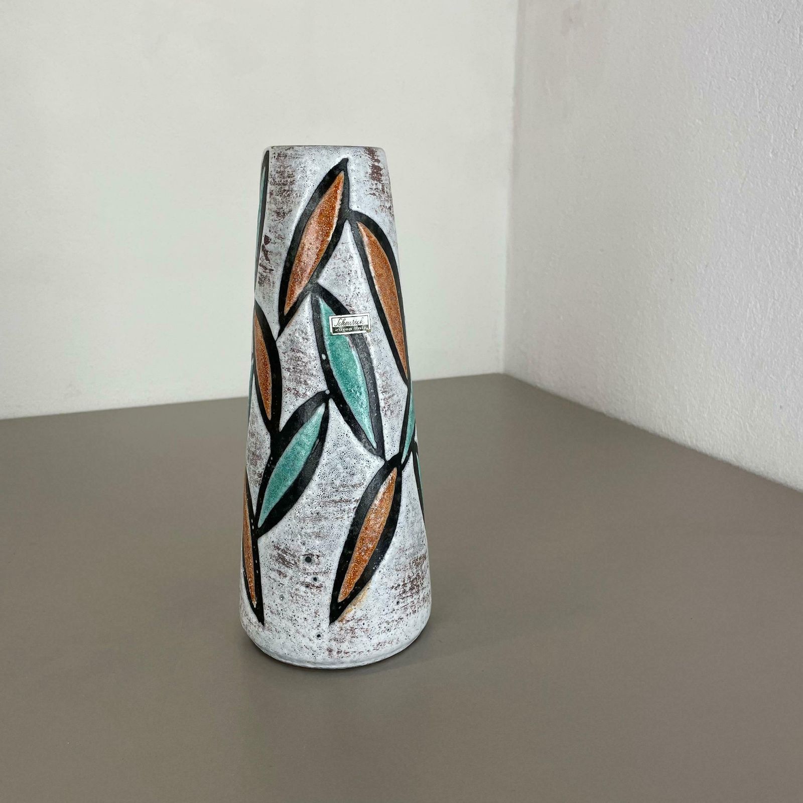 Fat Lava Multi Colour Floral Vase Scheurich Europ Linie Germany Wgp, 1970