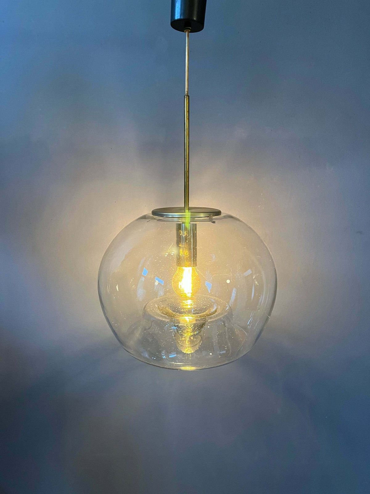 Vintage Doria Leuchten Glazen Hanglamp / Mid Century Modern Lamp photo furniture