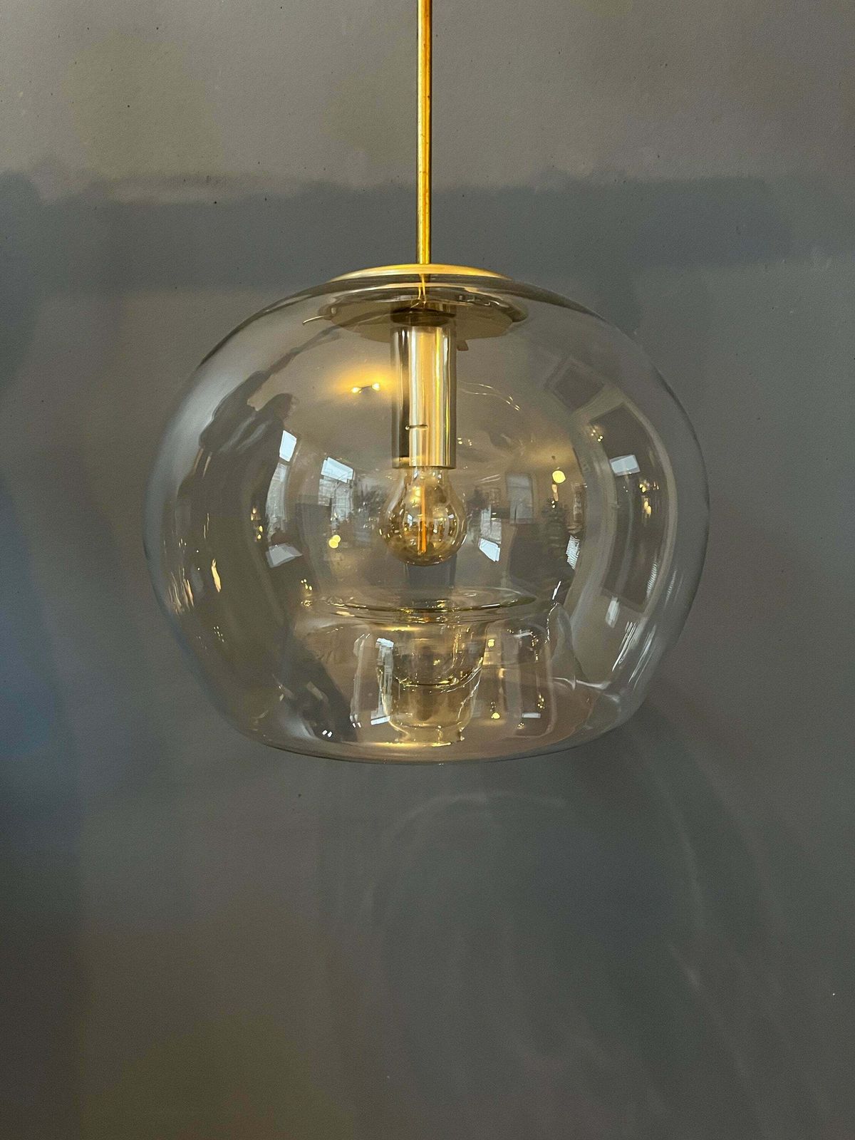 Vintage Doria Leuchten Glazen Hanglamp / Mid Century Modern Lamp photo buy