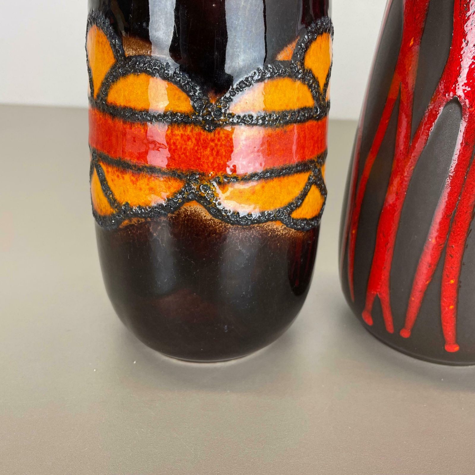 Set Of Four Vintage Pottery Fat Lava Vases Made By Scheurich, Germany, 1970s photo 535.0