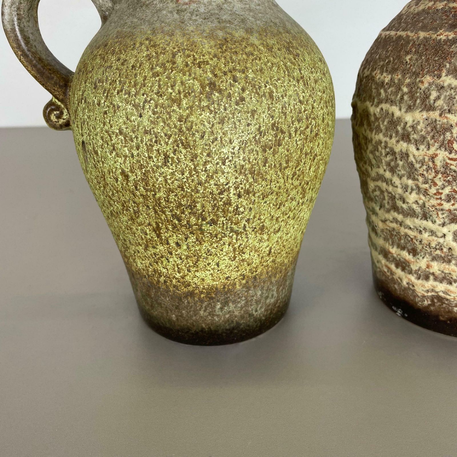 Set Of Two Pottery Fat Lava Vases "Multi Colour" By Scheurich, Germany, 1970s photo 535.0