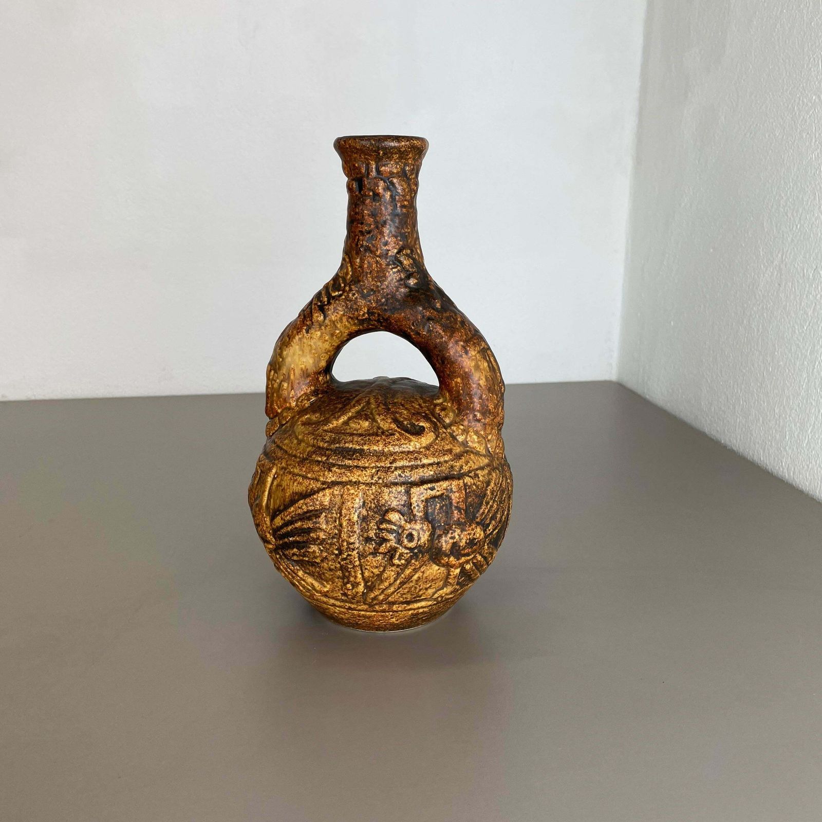 Large Colourful Fat Lava Pottery "Maya Tiki" Vase By Jasba Ceramics, Germany 1970