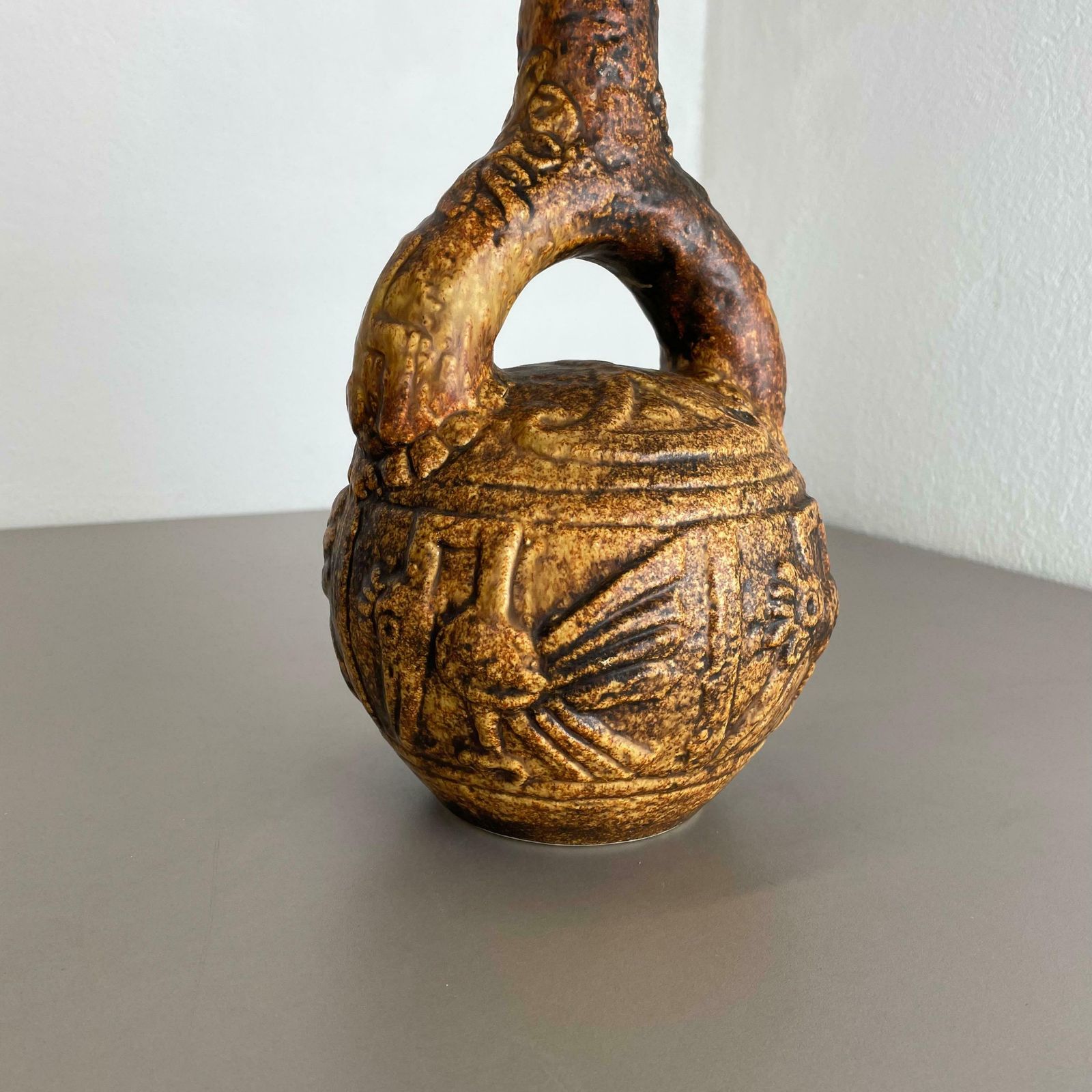 Large Colourful Fat Lava Pottery "Maya Tiki" Vase By Jasba Ceramics, Germany 1970 photo Home Decor