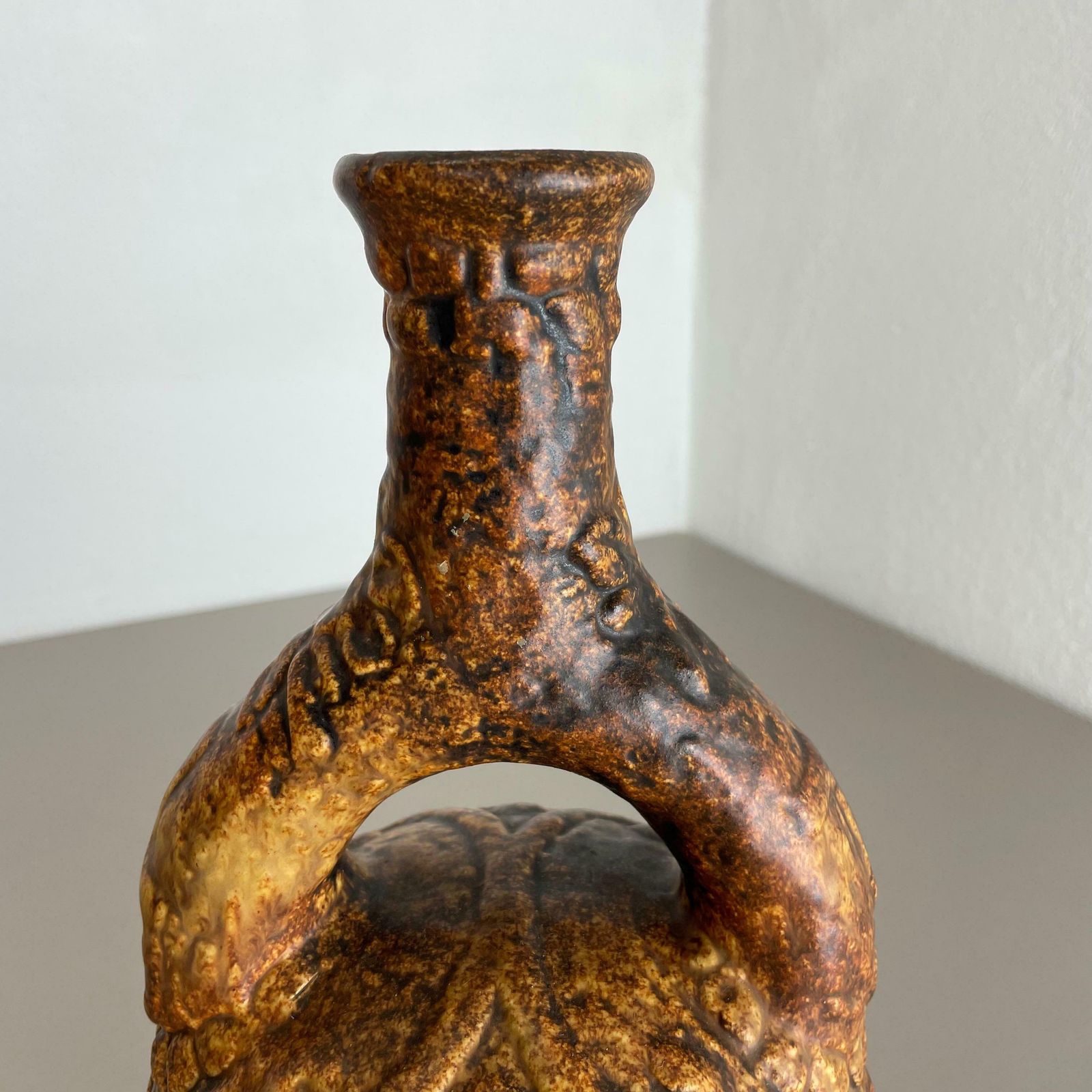 Large Colourful Fat Lava Pottery "Maya Tiki" Vase By Jasba Ceramics, Germany 1970 photo vintage