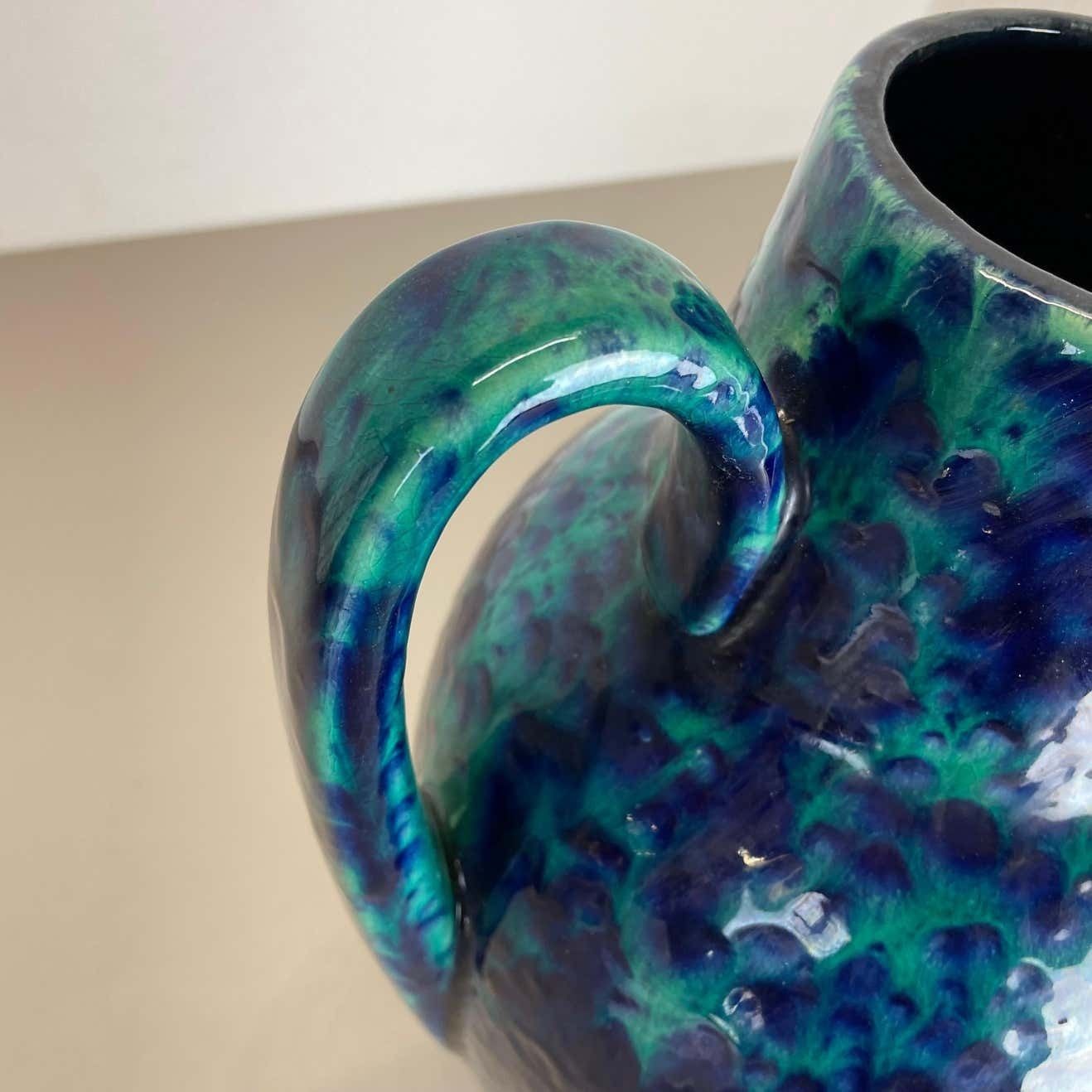 Large Pottery Fat Lava Multi Color Floor Vase Made By Scheurich, 1970s photo vintage