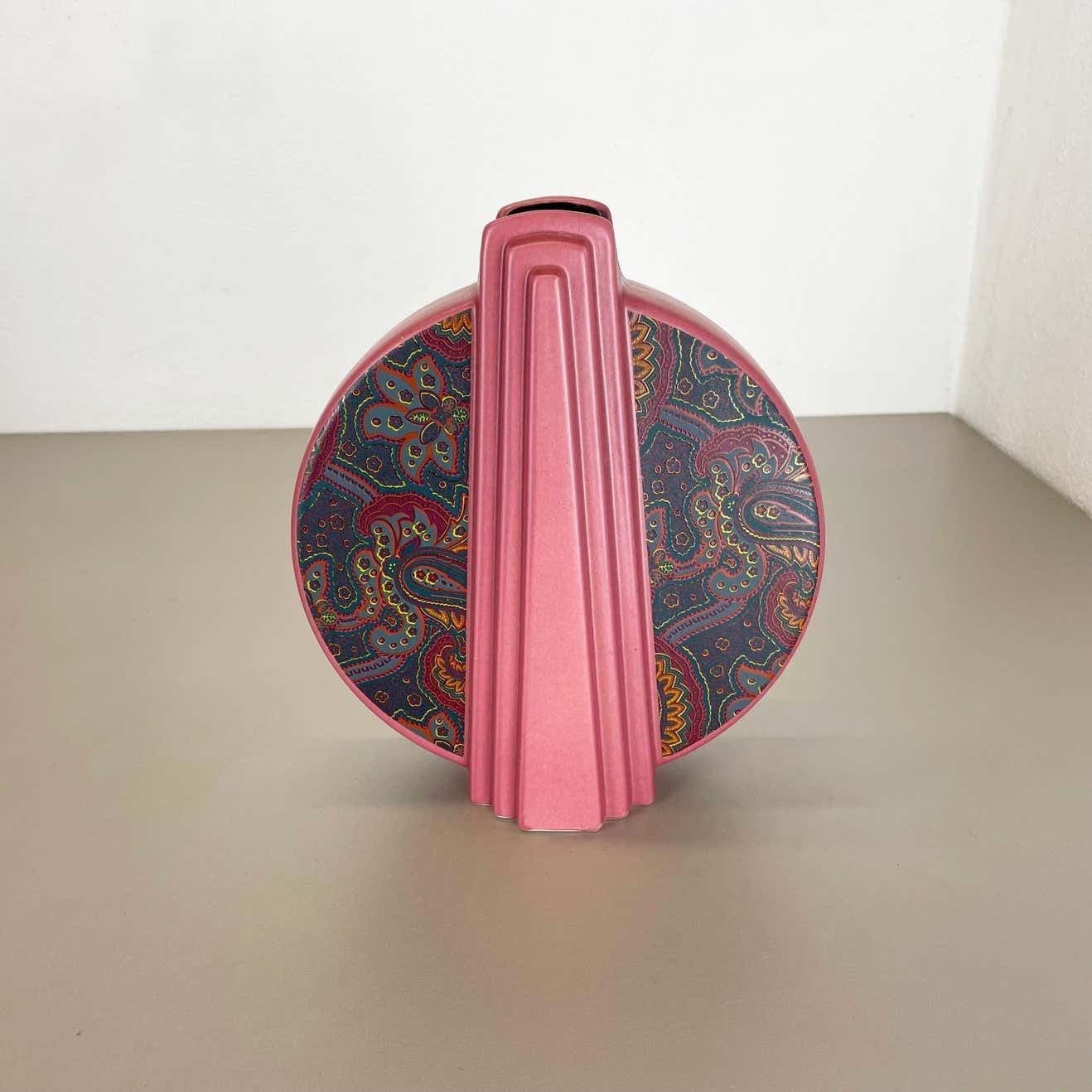 Super Rare Memphis Style Fat Lava Op Art Pottery Vase Bay Ceramics Germany 1980 photo for sale