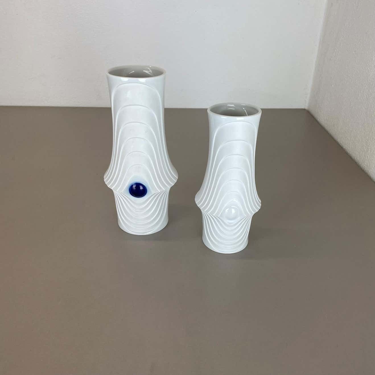 Set Of 2 Original Porcelain Op Art Vase Made By Royal Bavaria Kpm Germany, 1970s photo for sale