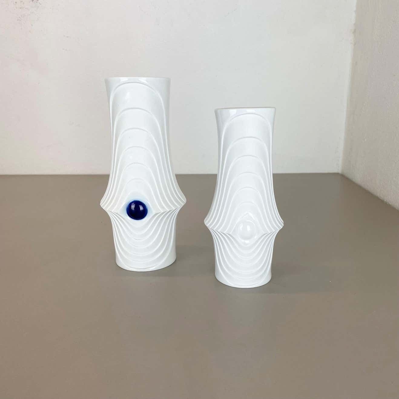 Set Of 2 Original Porcelain Op Art Vase Made By Royal Bavaria Kpm Germany, 1970s photo Home Decor