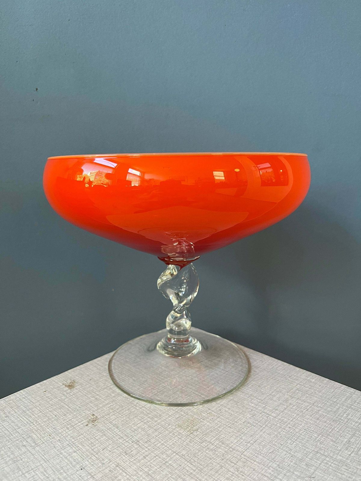 Vintage Murano Stijl Vaas / Glas In Oranje/Rood photo 92.3552