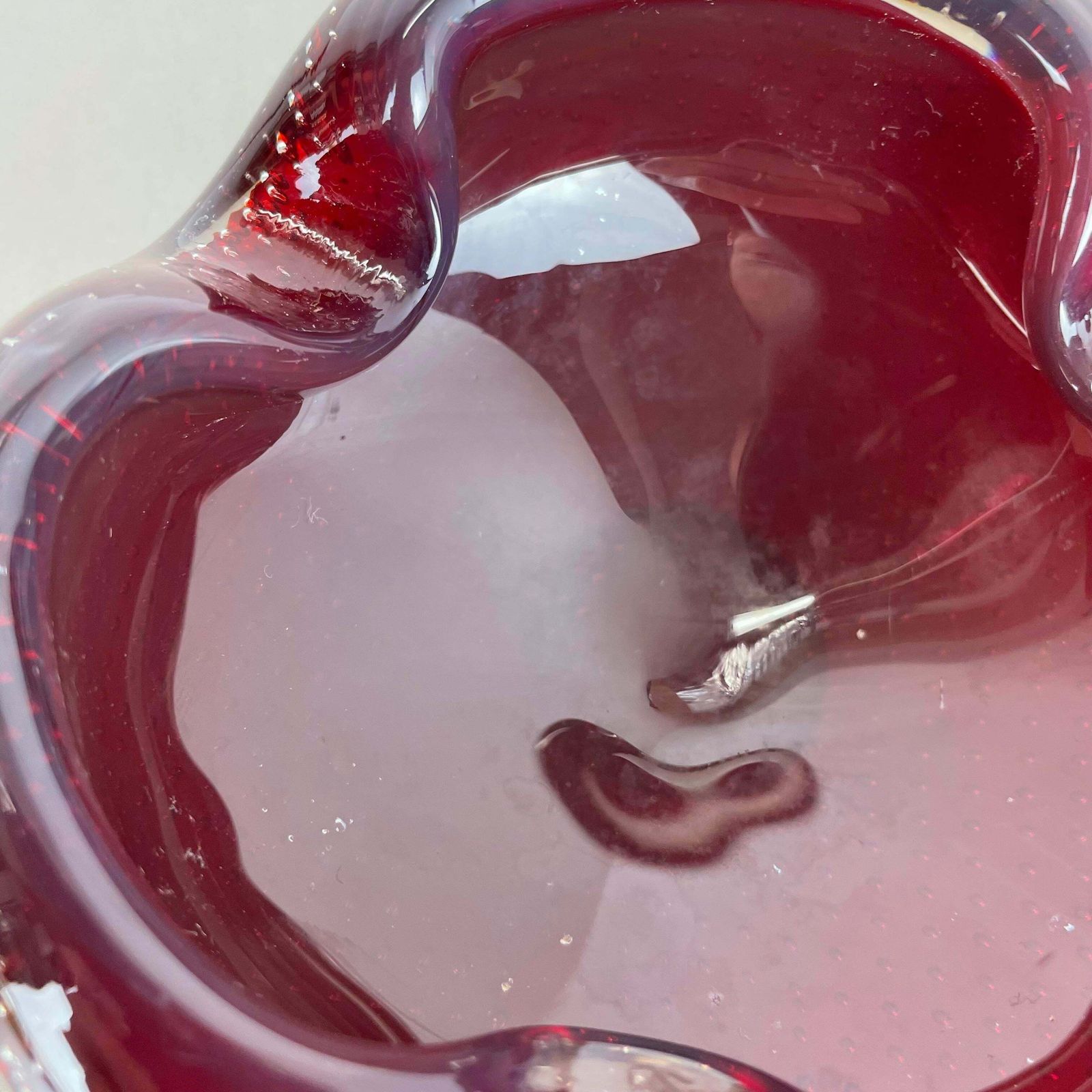 Red Bubble Murano Glass Bowl Shells Ashtray Element By Venini Italy 1970s No 2 photo vinterior
